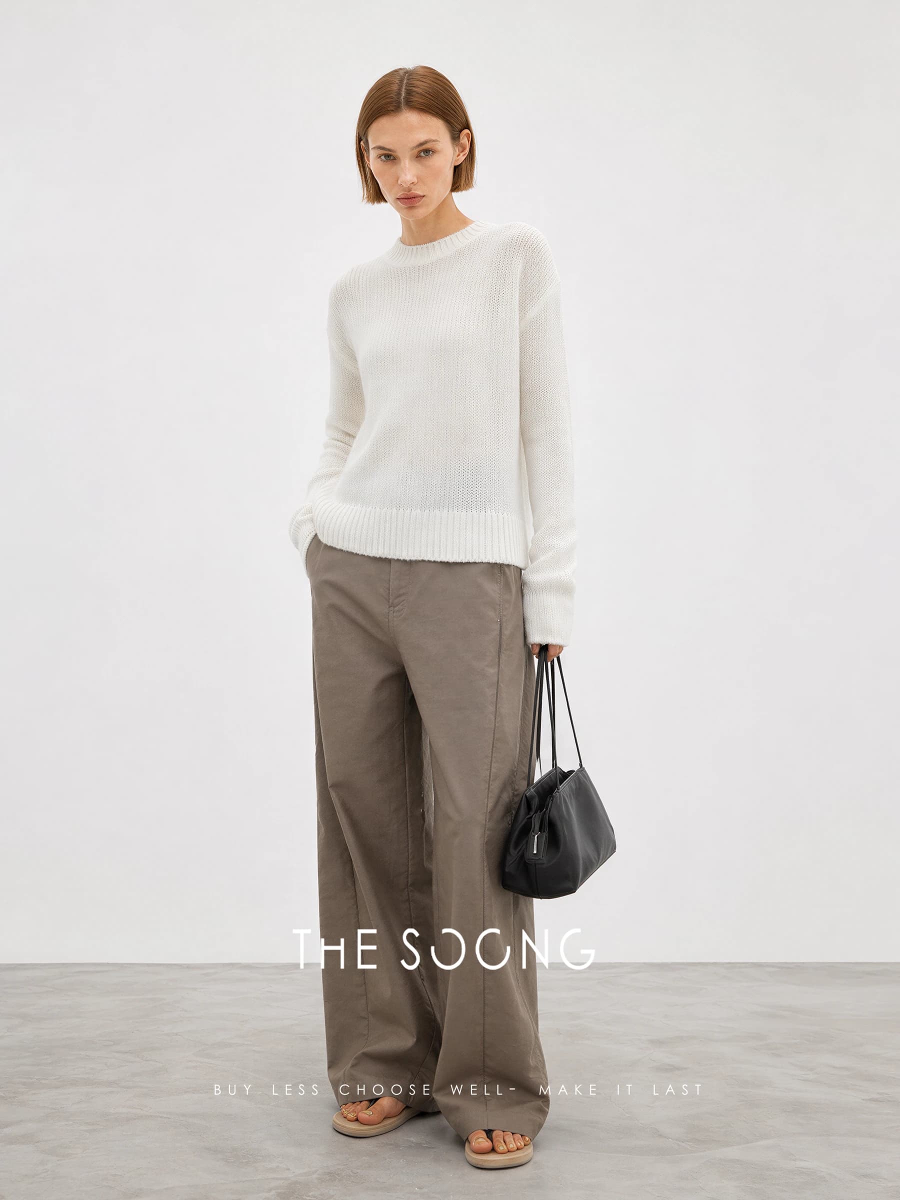 Cloud Cream Wool-Cashmere Blend Textured Sweater view 5