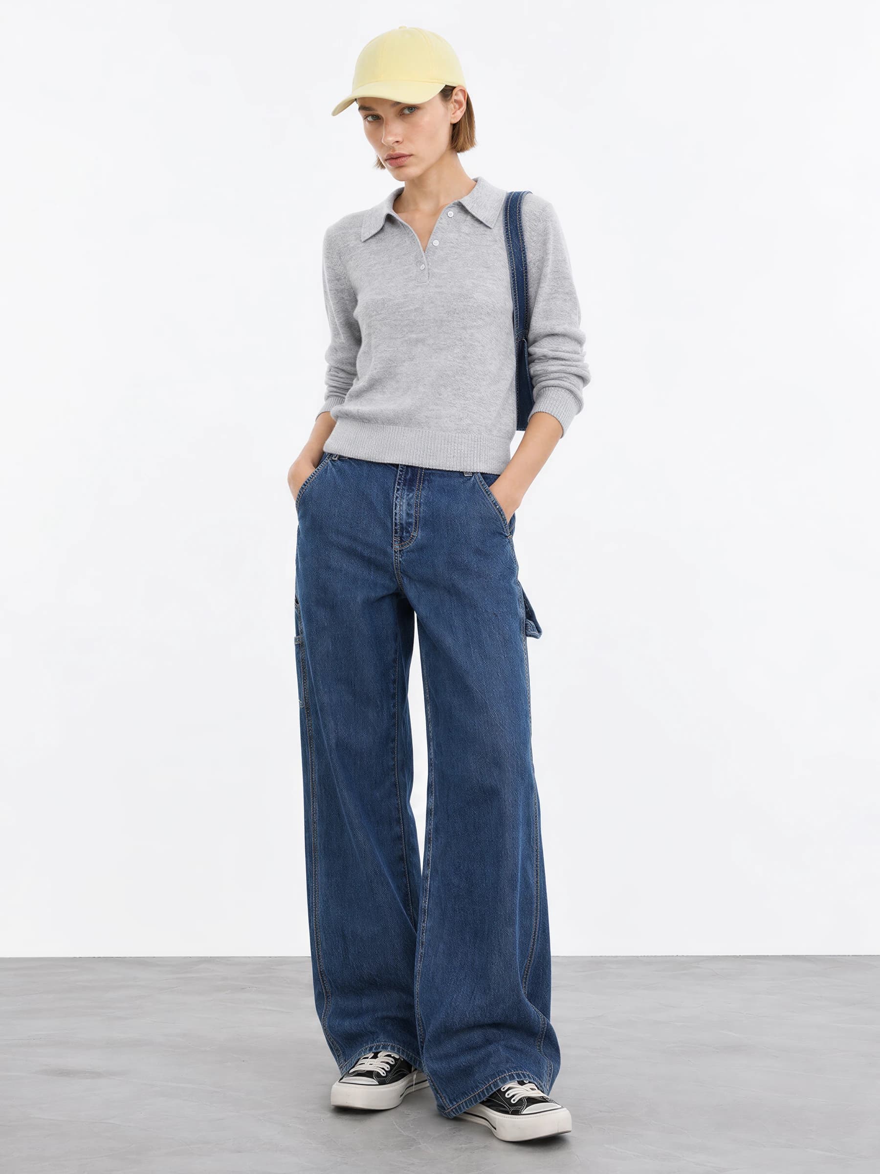 Okayama Denim 90s Vintage Mid-Low-Rise Wide-Leg Jeans view 2