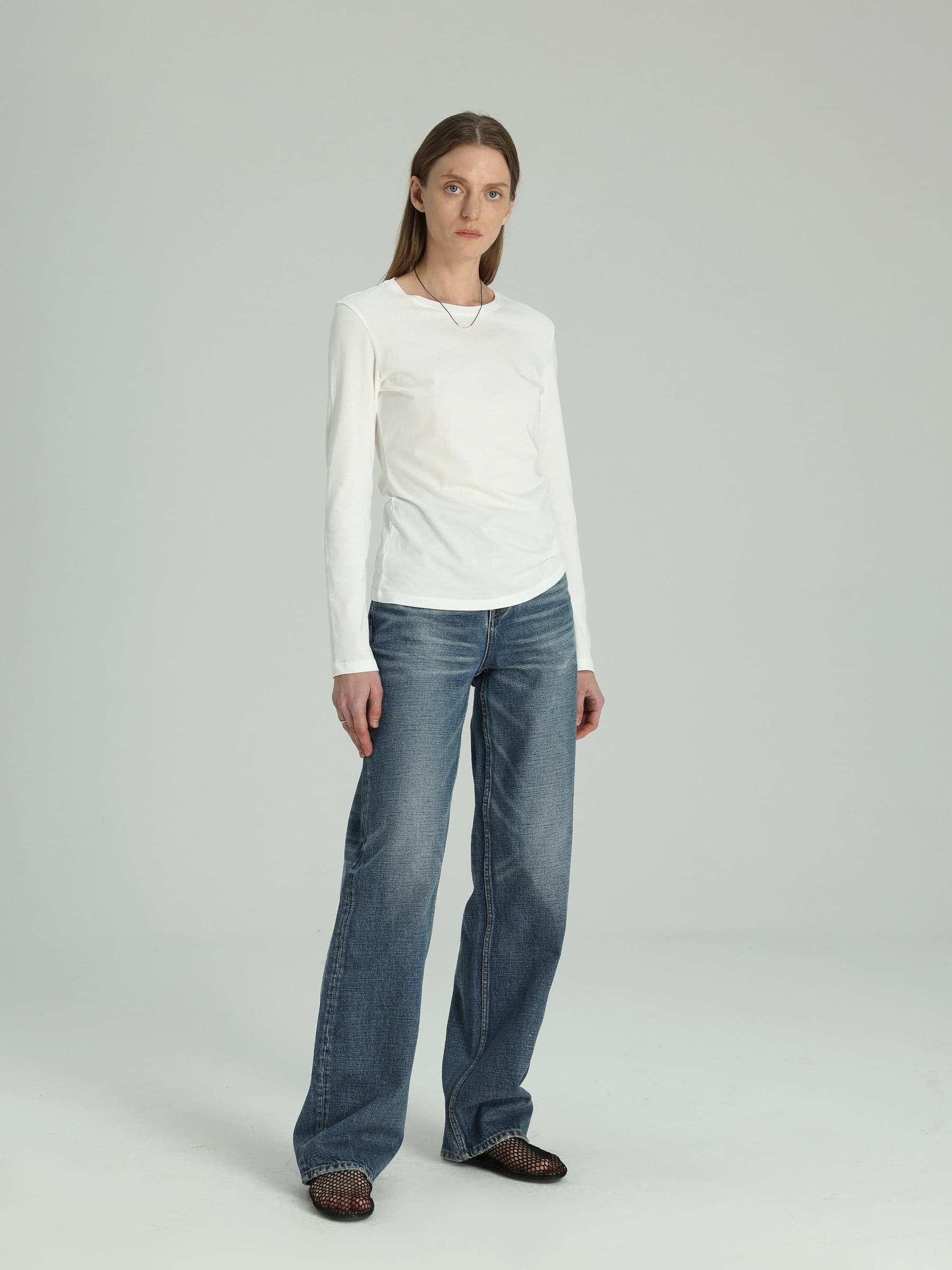 Minimalist Classic Crewneck Long-Sleeve Top view 3
