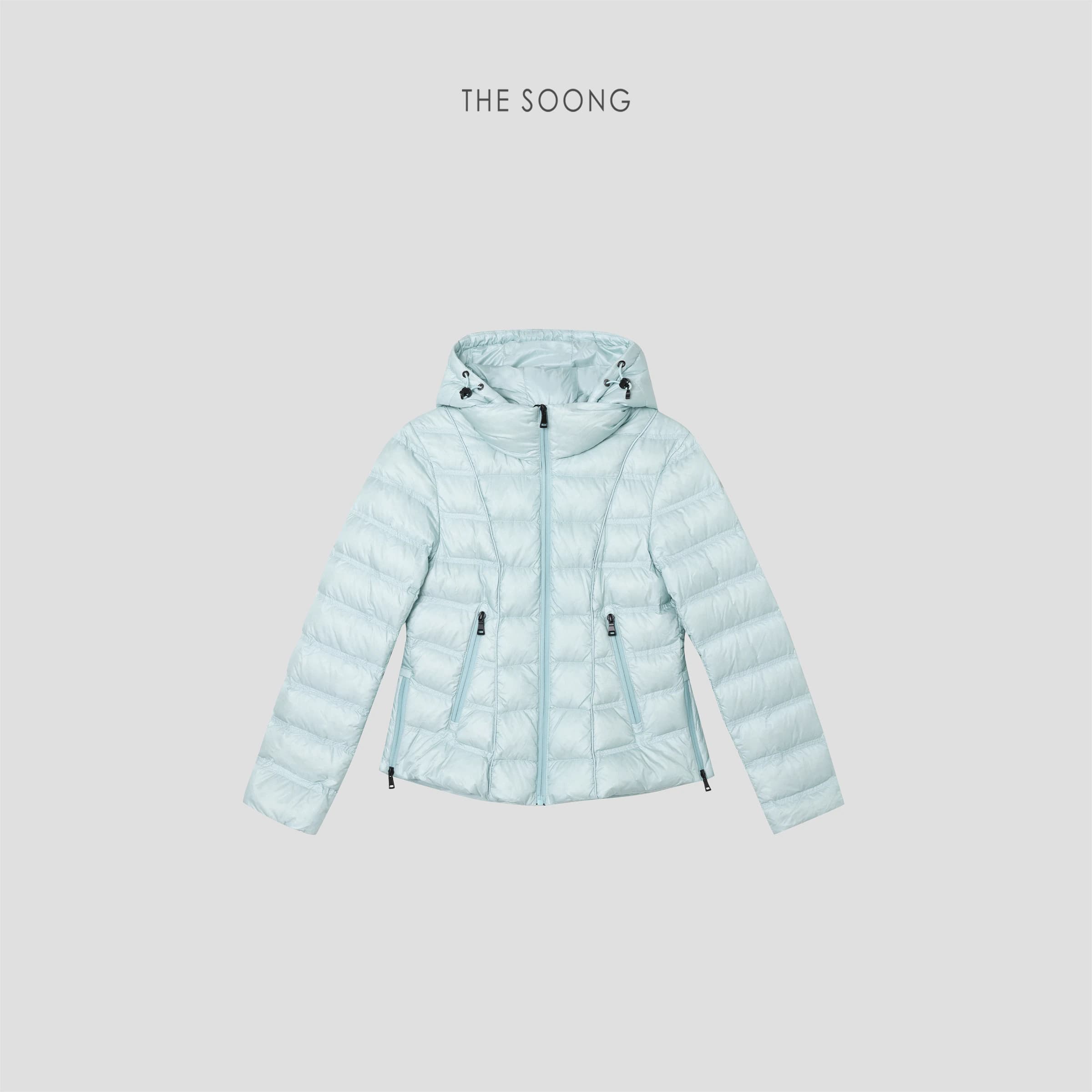 Slim Waist 2.0" 95% White Goose Down Cinched Ribbed Cropped Down Jacket view 2