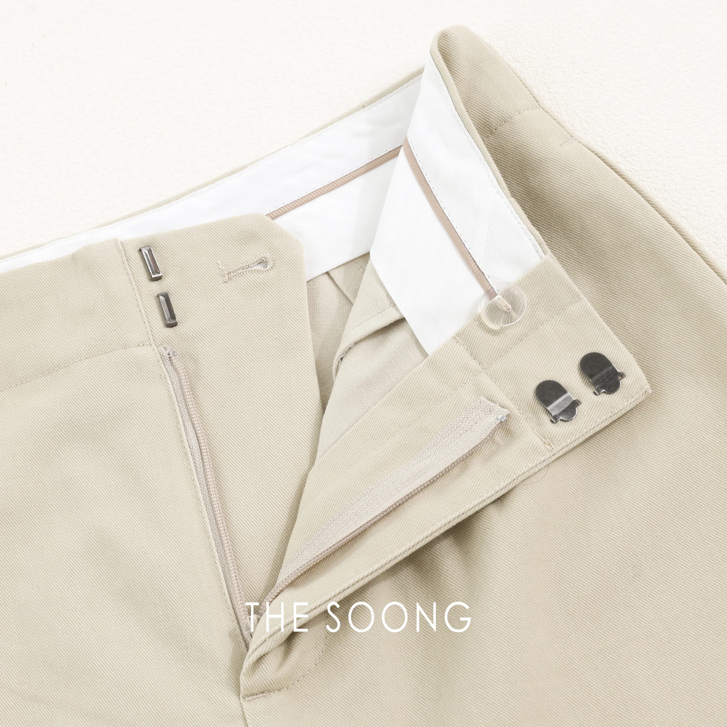 Italian-Style Trousers, 100% Cotton High-Waisted Relaxed Wide-Leg Draped Straight-Leg Pants view 3