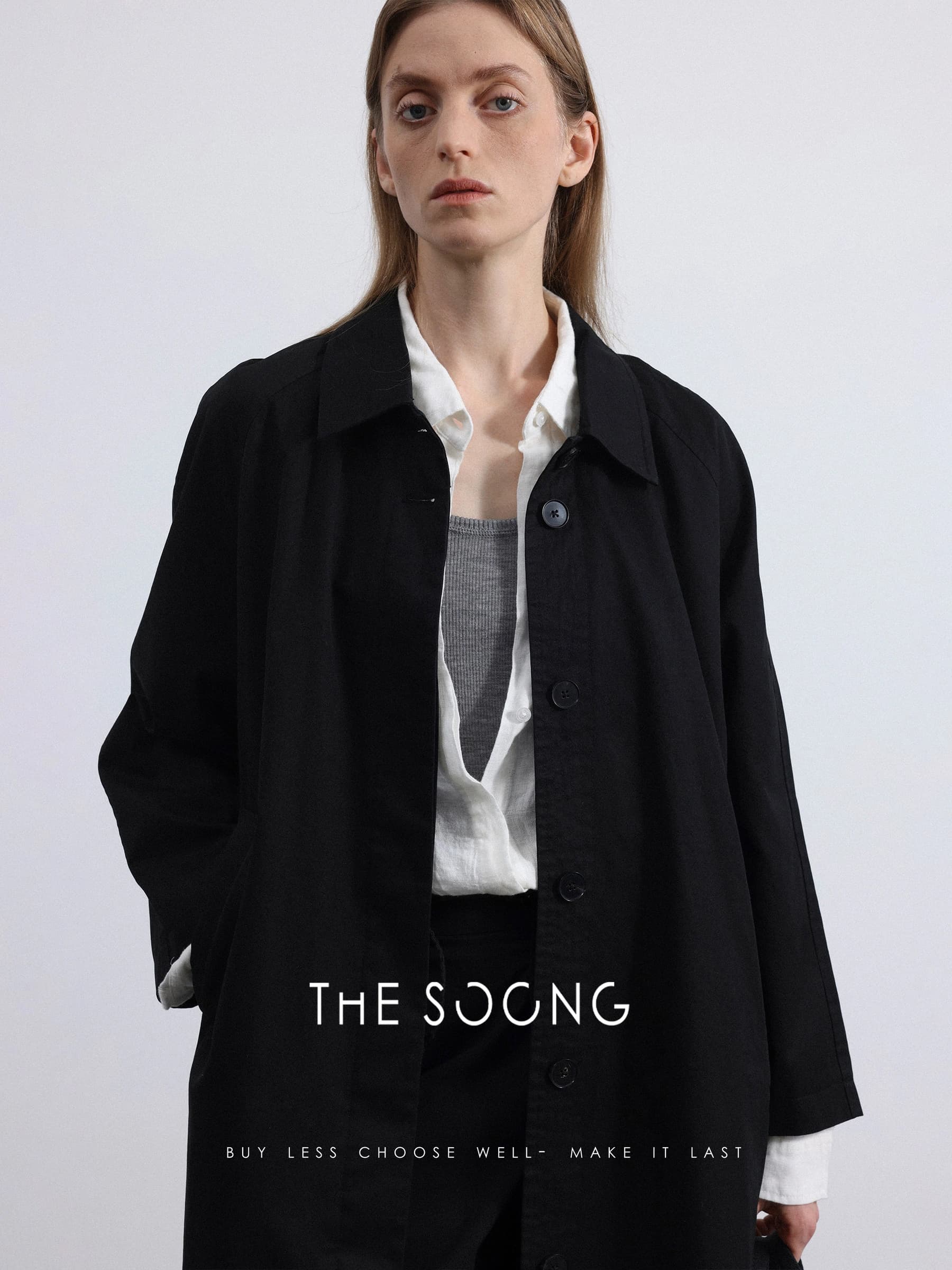 Airport Trench Soft-Washed Black Twill Coat view 6