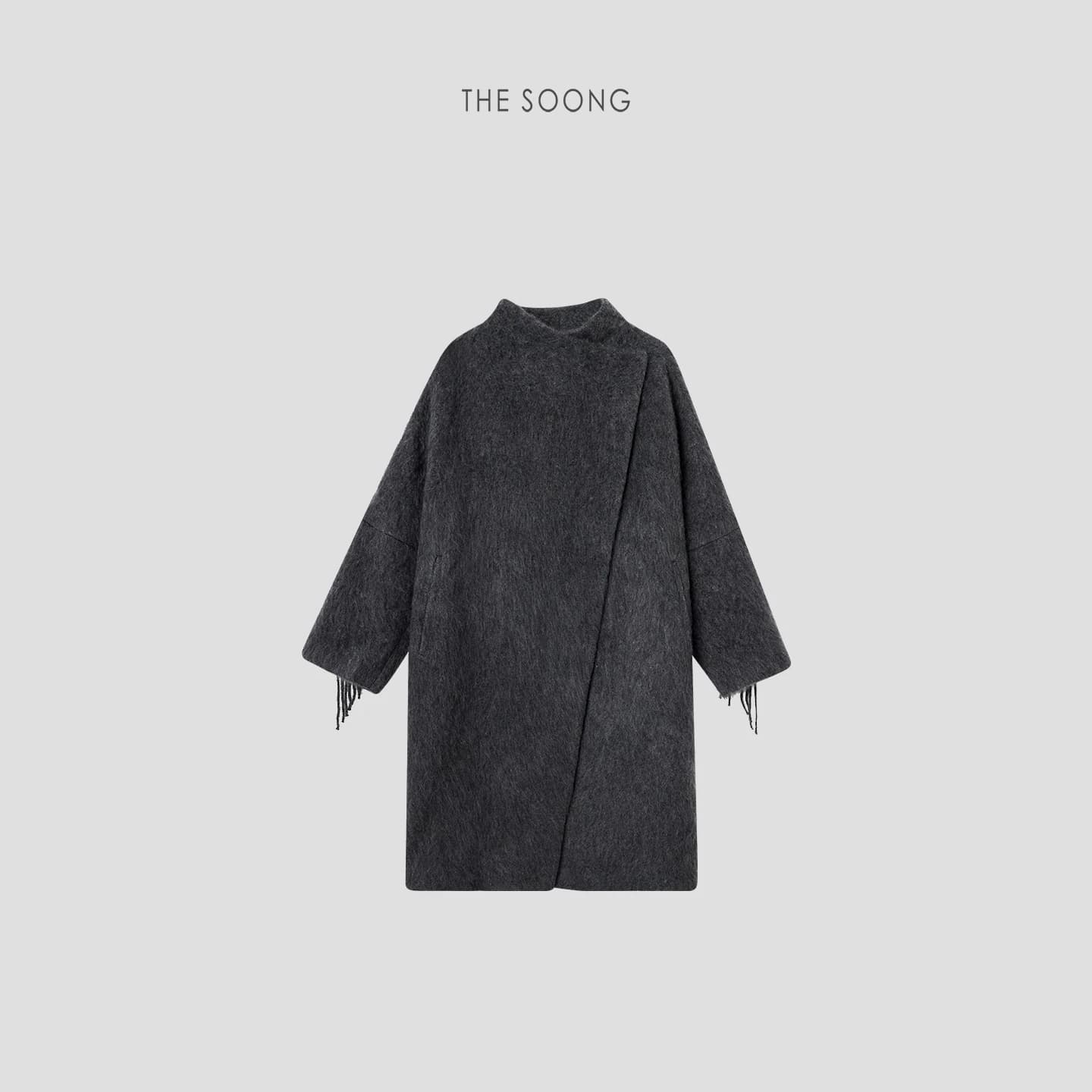 Cashmere-Wool Blend Long Fringe Coat view 1