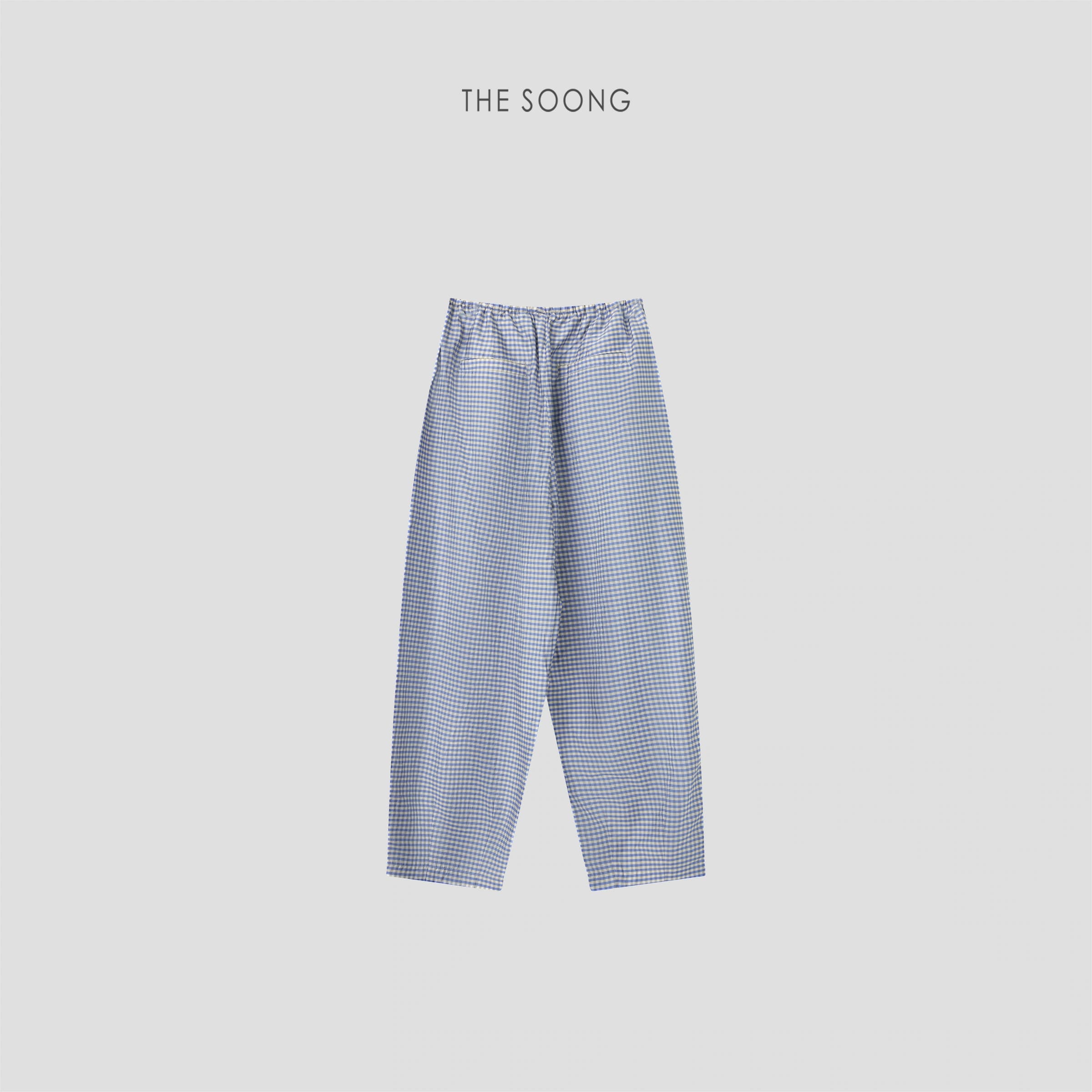Blue & White Checked Wide-Leg Pants view 7