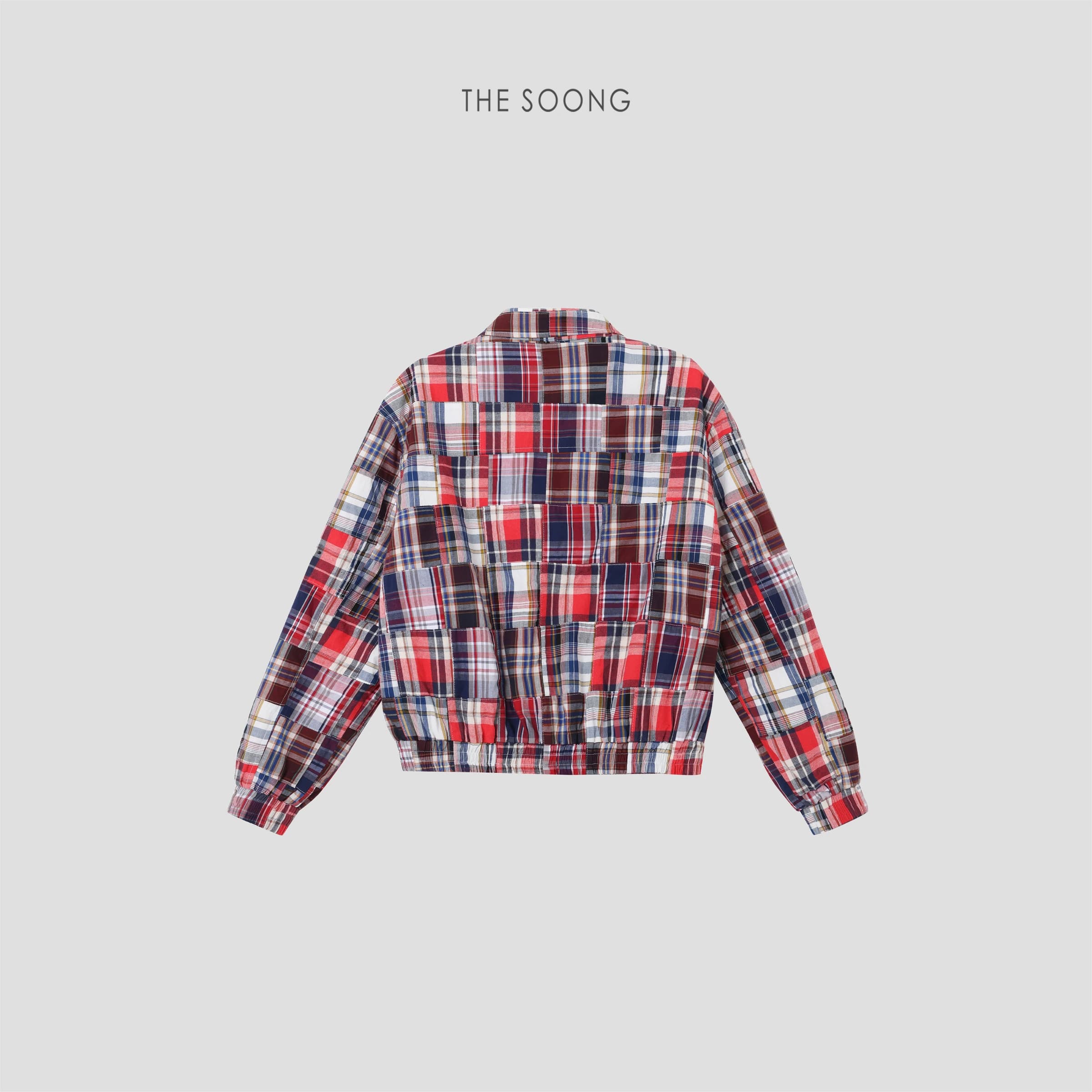 THESOONG/"Vintage Patchwork" American-Style Plaid Padded Harrington Jacket-9337 view 2