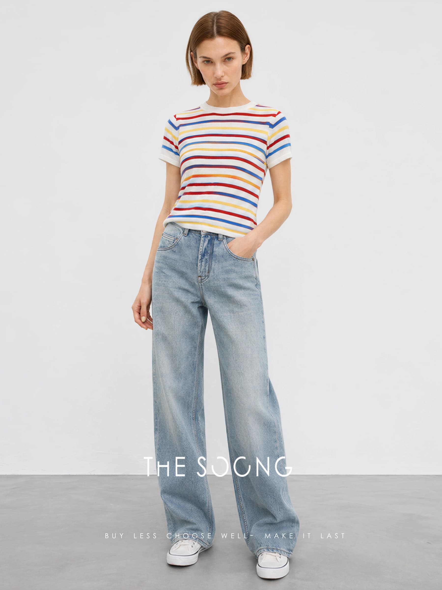 Australian Wool Rainbow Stripe Knitted Sweater view 4