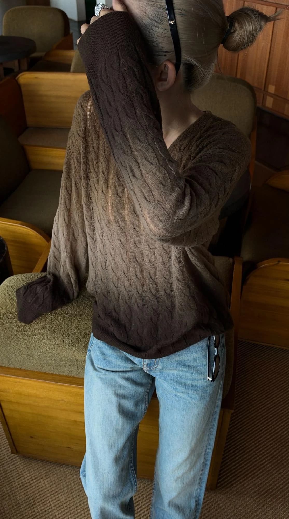Classic Vintage Airy Cashmere-Blend V-Neck Knit Sweater view 2