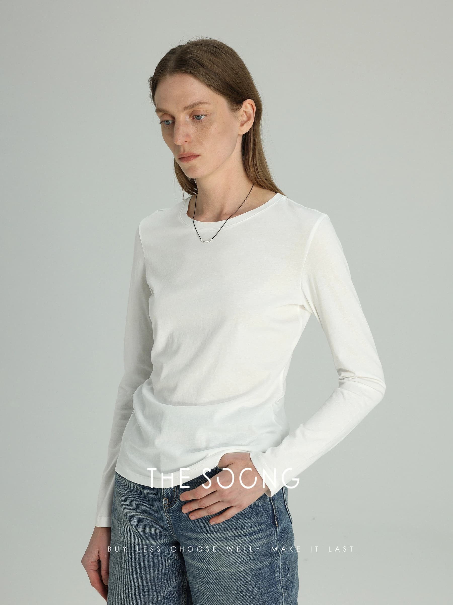 Minimalist Classic Crewneck Long-Sleeve Top view 2