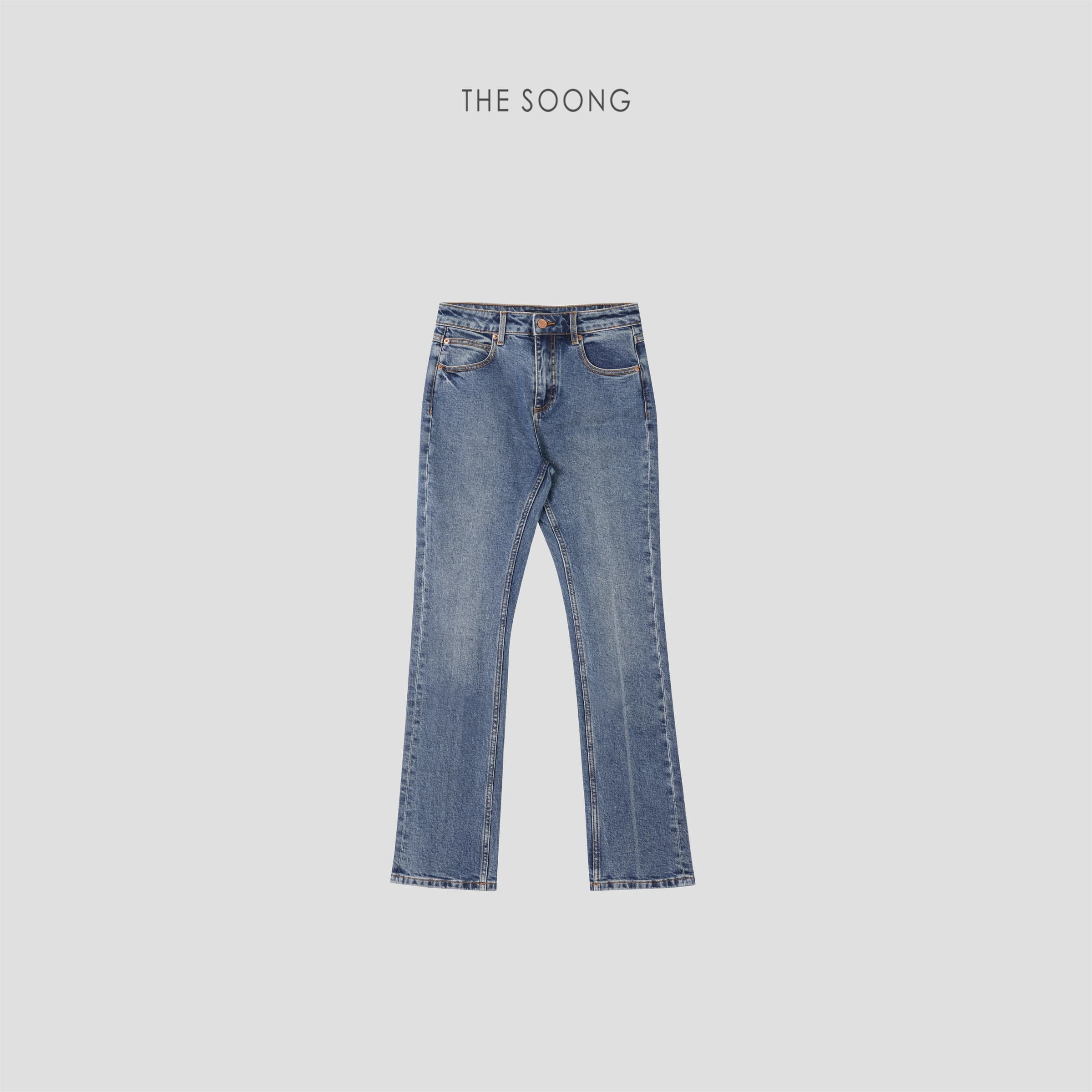Black Long Straight Bootcut Jeans in 12.6oz Soft-Washed Mid-Rise Stretch Denim view 4