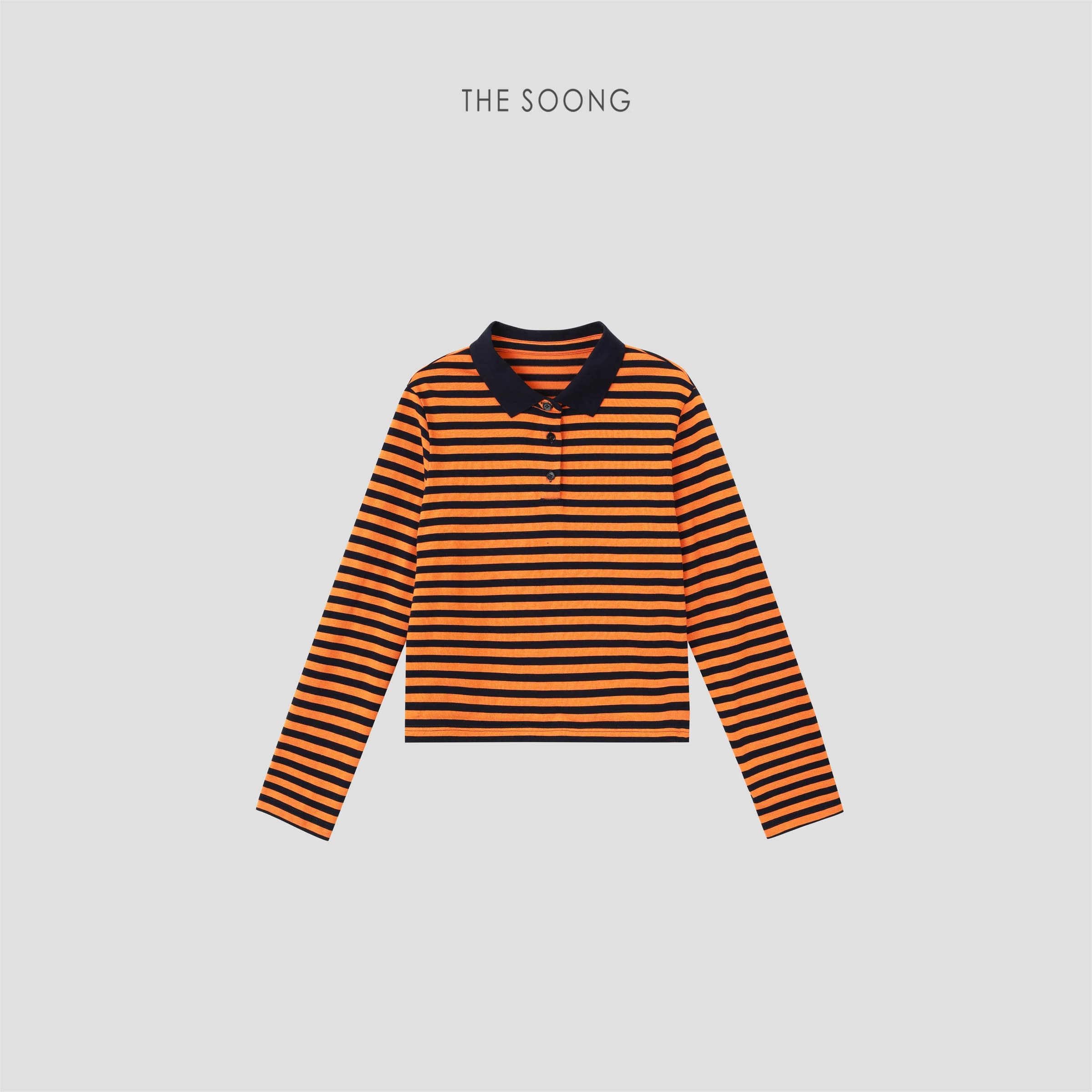 Women’s Striped Long-Sleeve Cropped Polo Shirt view 3