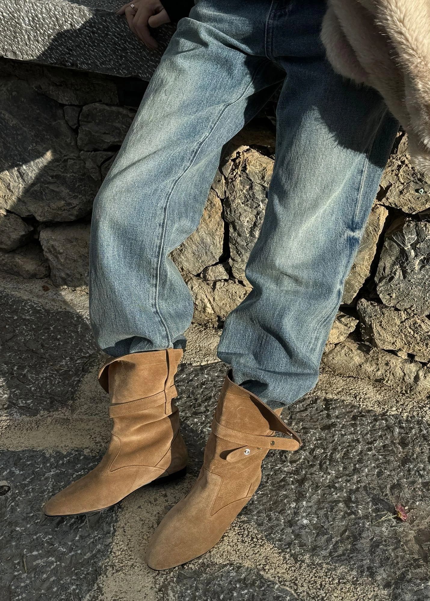 Classic Vintage Suede Foldover Slouch Boots view 2
