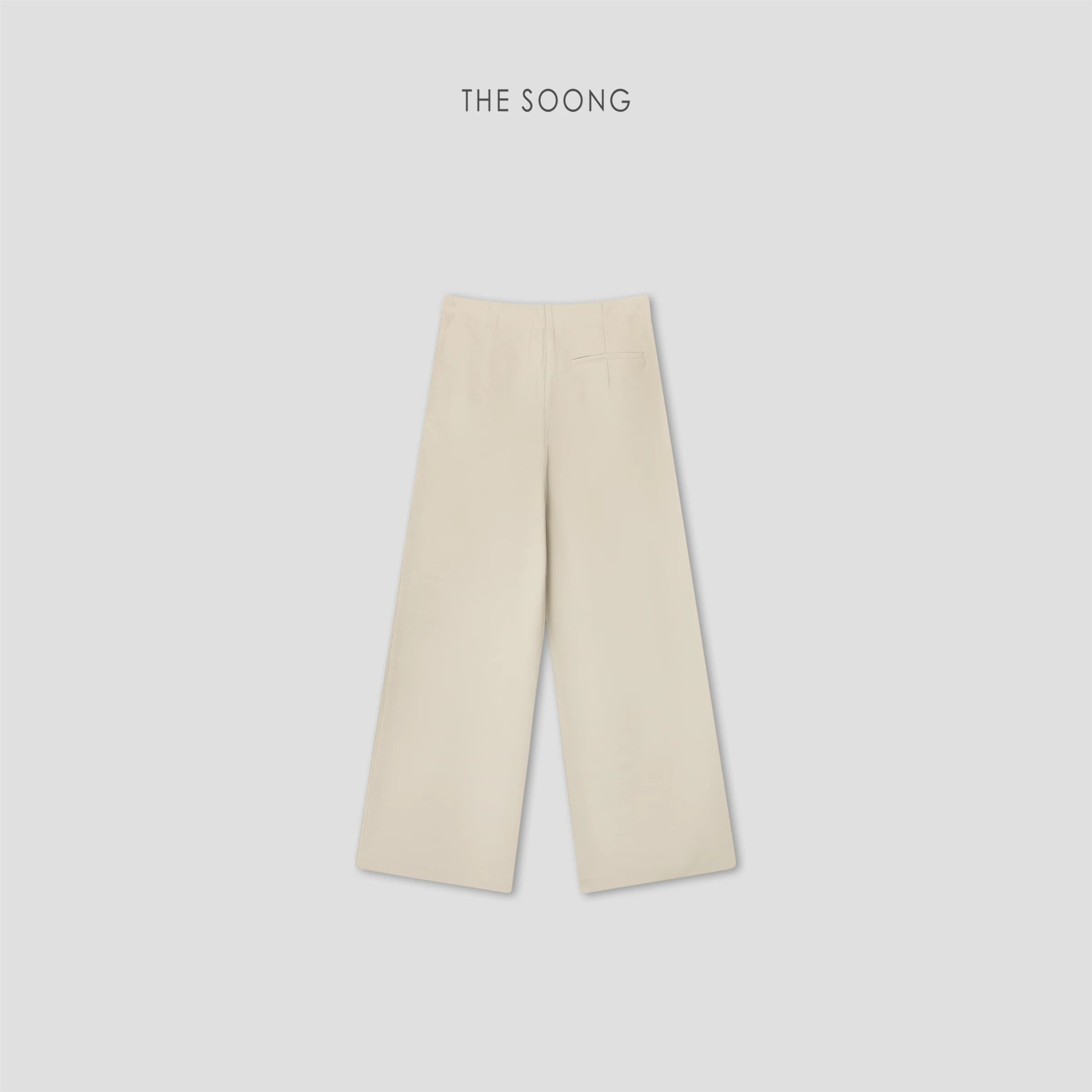 Italian-Style Trousers, 100% Cotton High-Waisted Relaxed Wide-Leg Draped Straight-Leg Pants view 2