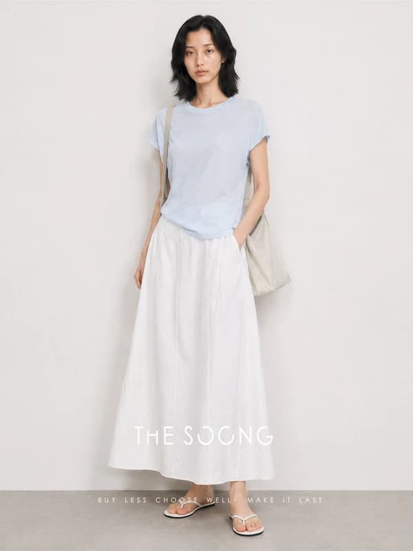 Linen-Cotton Blend Flutter-Sleeve Top view 3