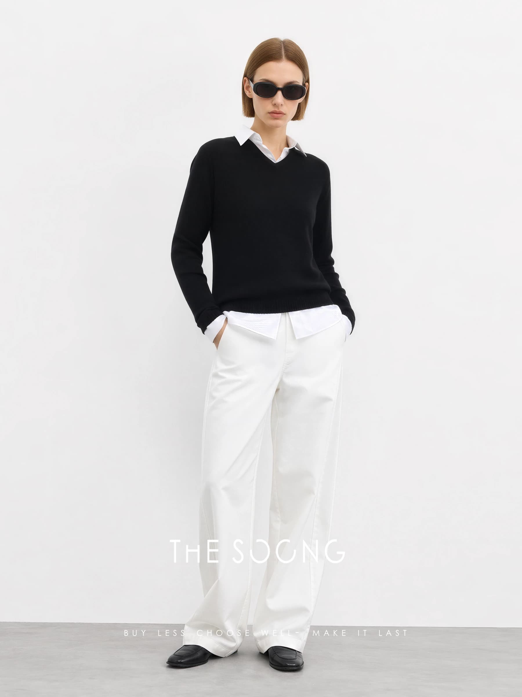 Clean Line Mid-Low Rise Barrel-Leg Casual Pants view 5