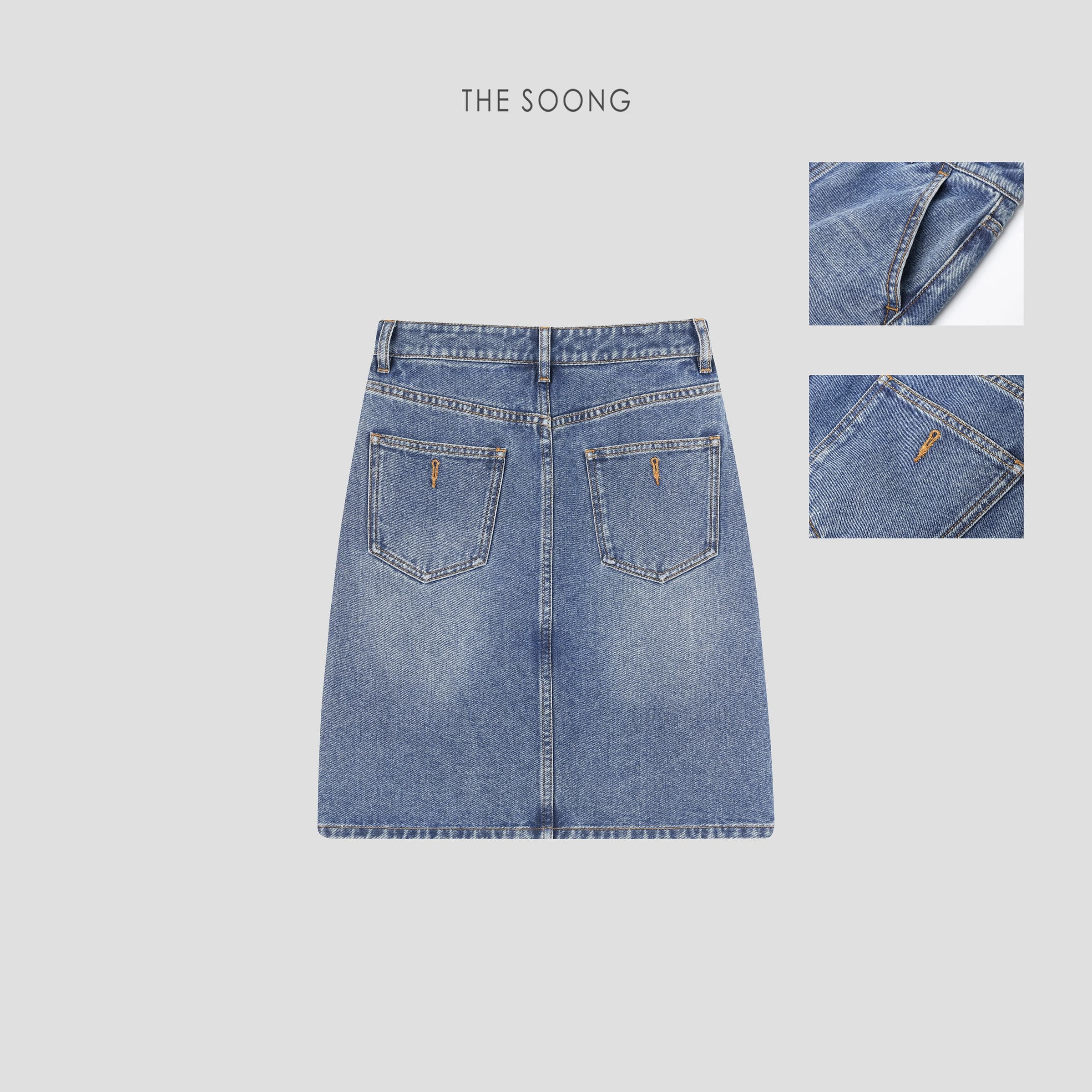 11.3oz Lightweight Washed Whisker Denim Skirt view 7
