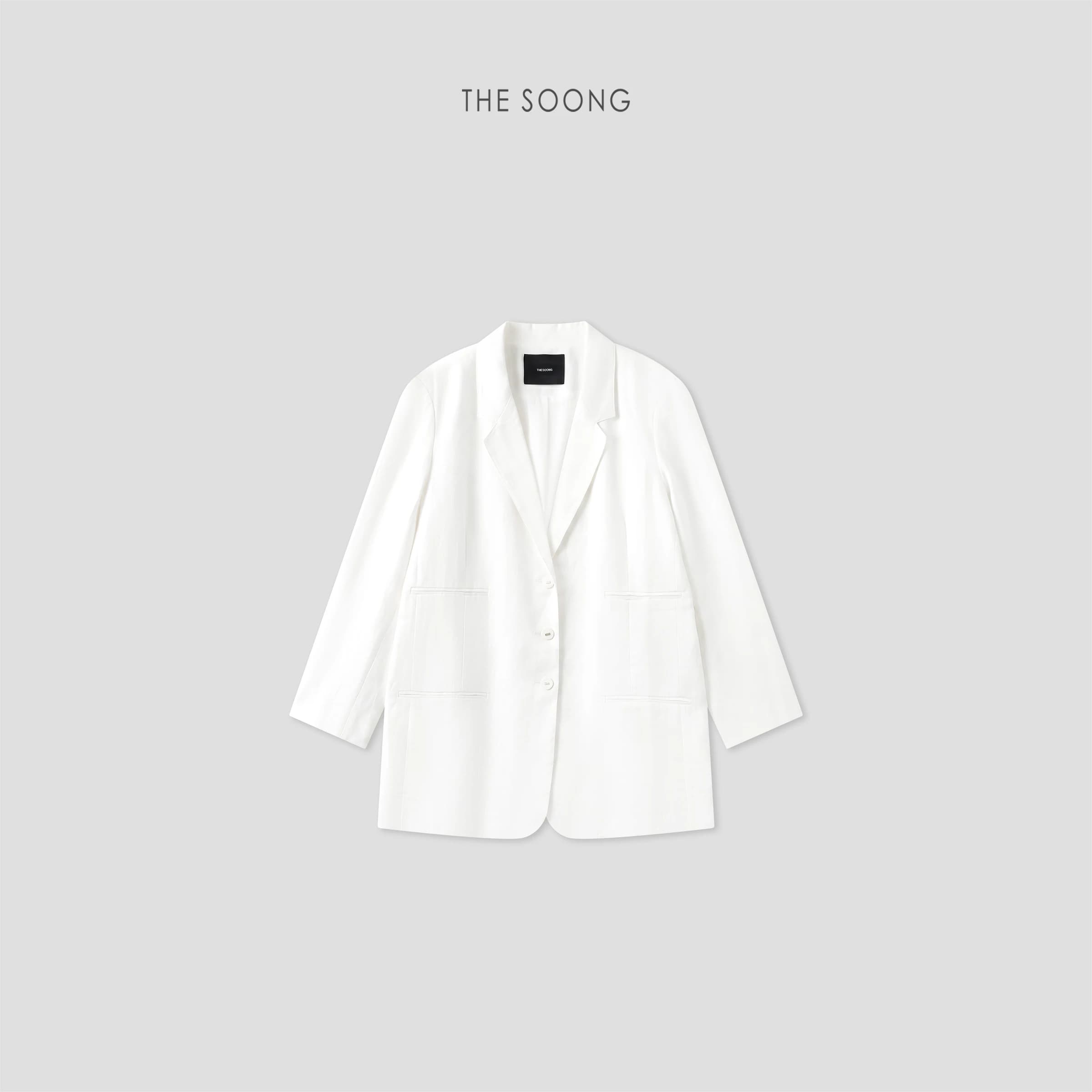Minimal Silhouette 100% Linen Relaxed Single-Breasted Blazer view 1