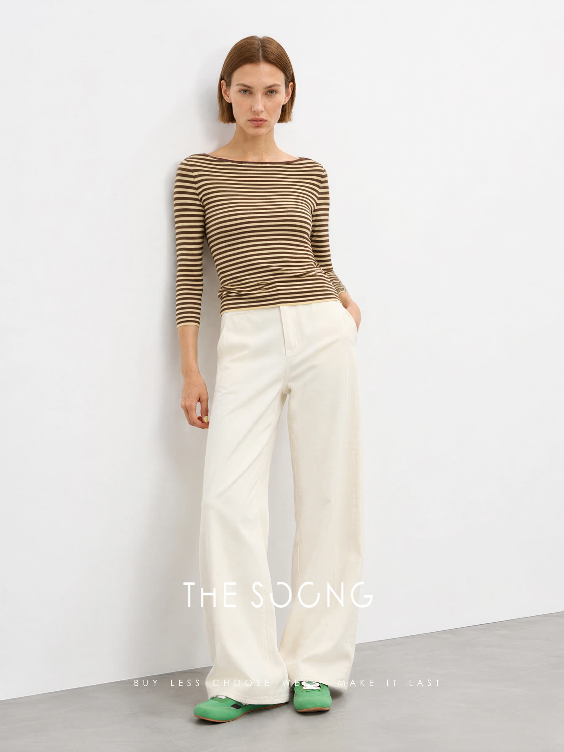 Tide Texture Acetate Cotton Lightweight Boat-Neck Top view 6