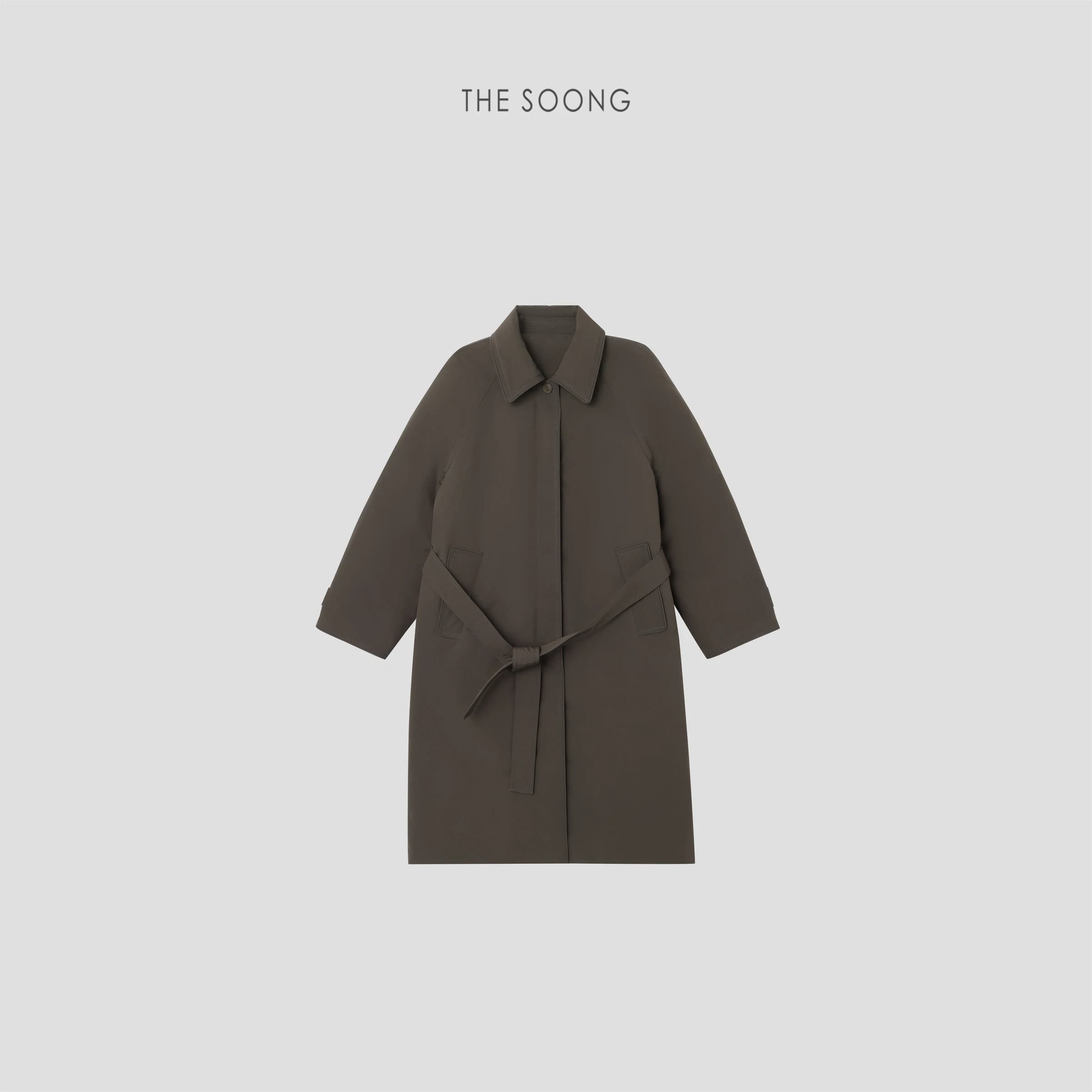 Women's 90% White Goose Down Mid-Length Belted Lapel Trench Coat view 3