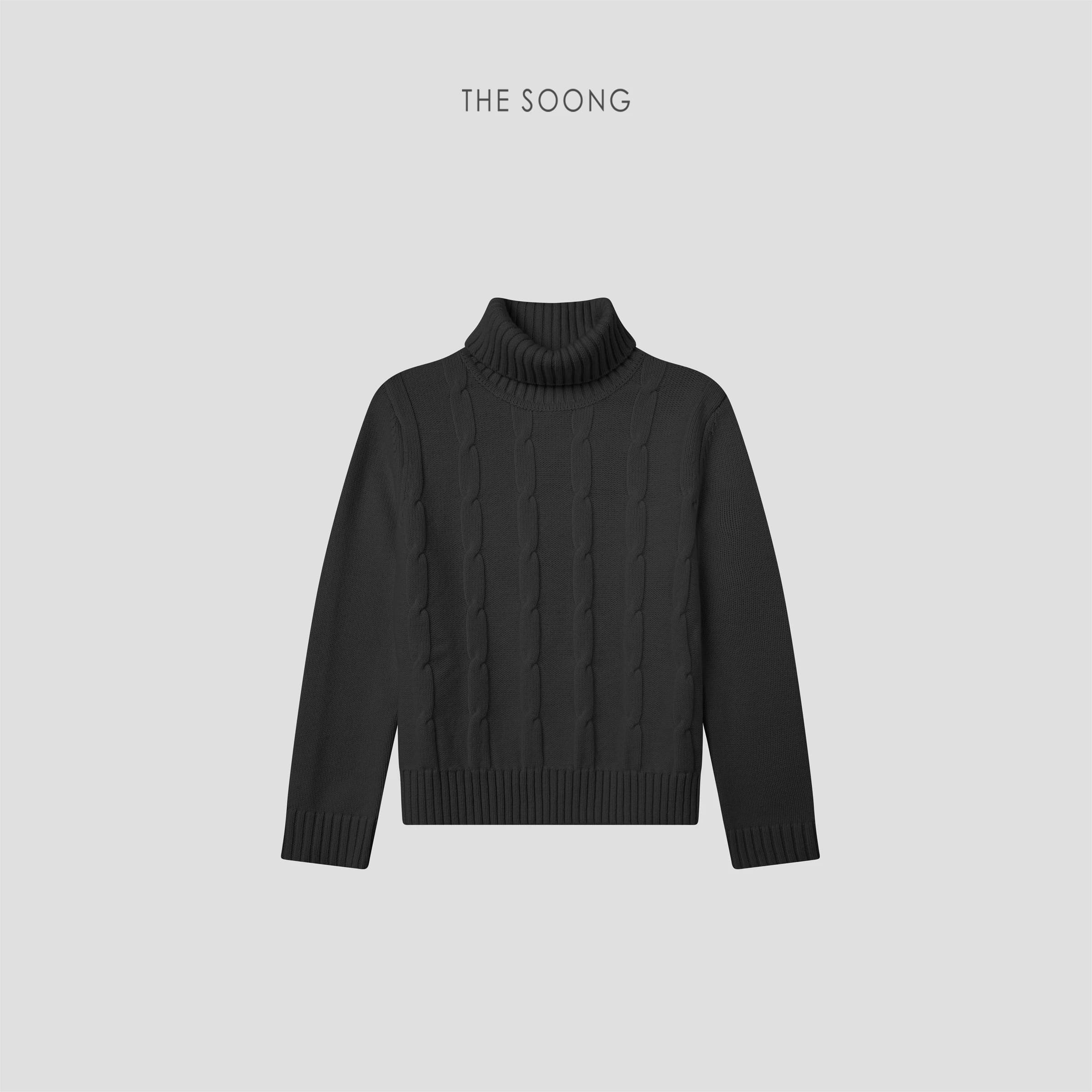 Caroline Sweater 100% Wool High-Neck Cable-Knit Pullover for Women view 4