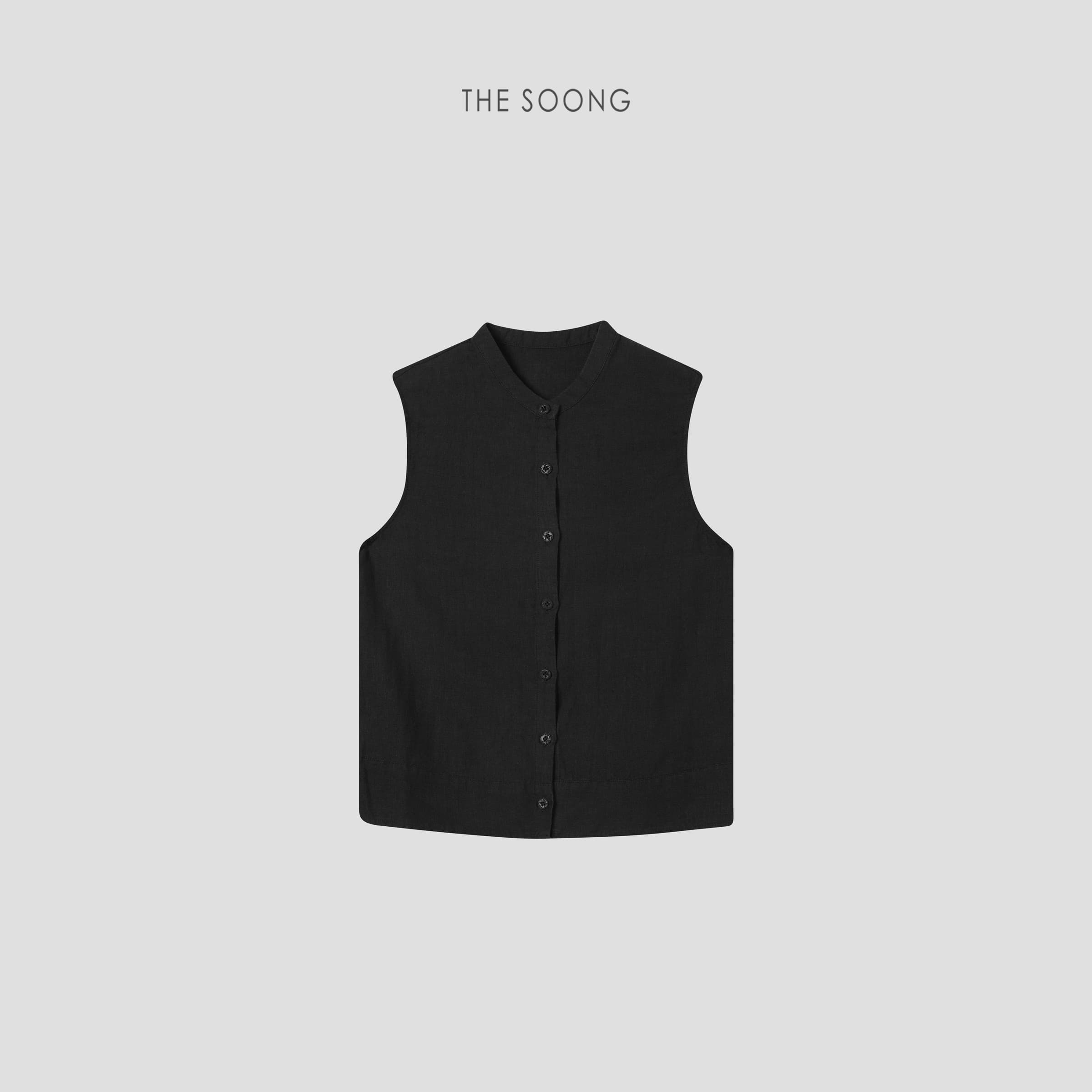 Sand-Washed Lightweight Hemp Sleeveless Vest view 7