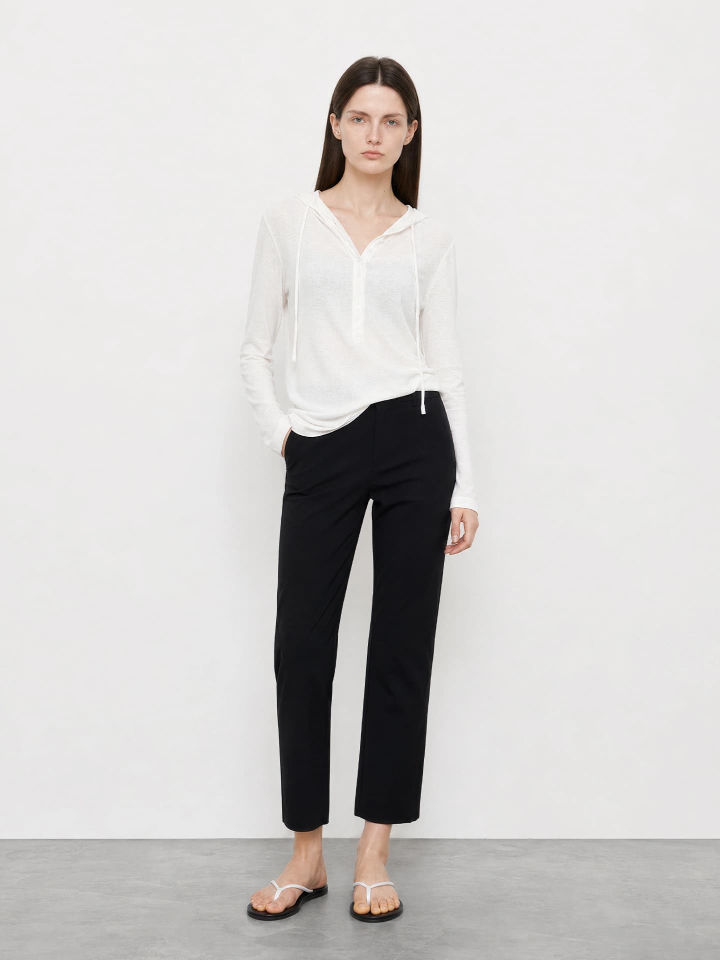 Four-Way Stretch Mid-Rise Straight-Leg Cropped Pants view 3