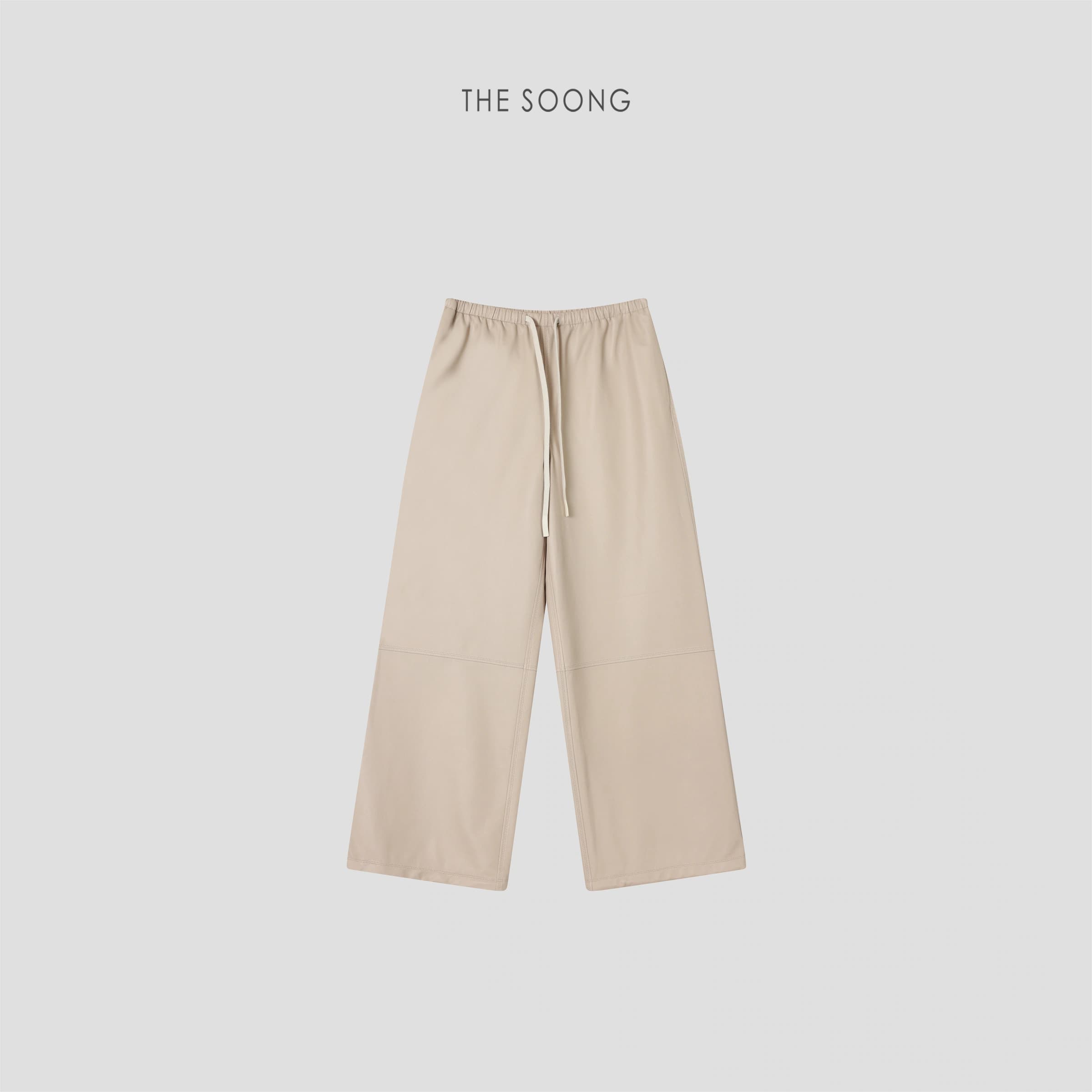100% Lambskin Textured Drawstring Leather Pants view 7