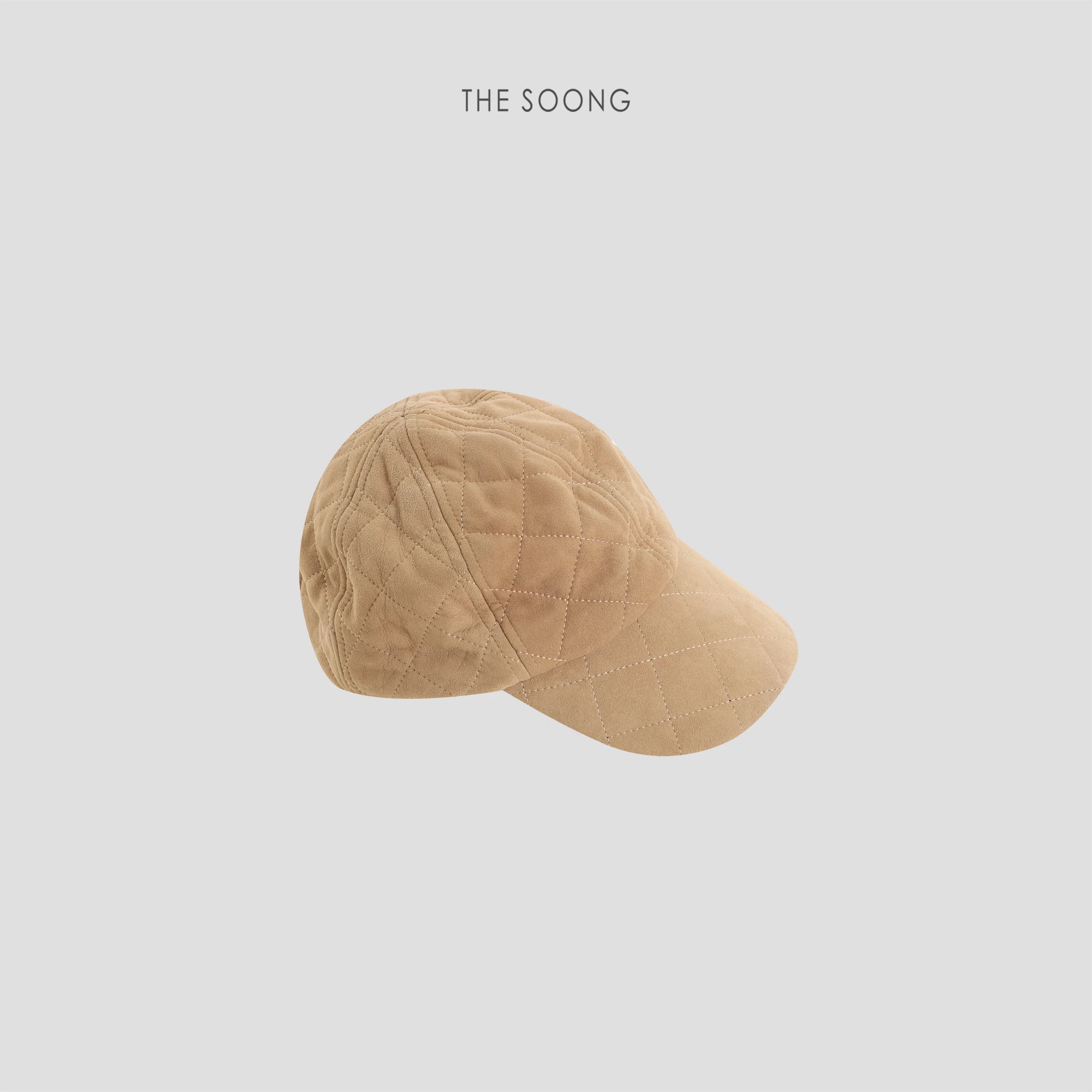 Sheepskin Diamond-Quilted Cap Classic Vintage 100% Sheepskin Suede Warm Peaked Cap view 1