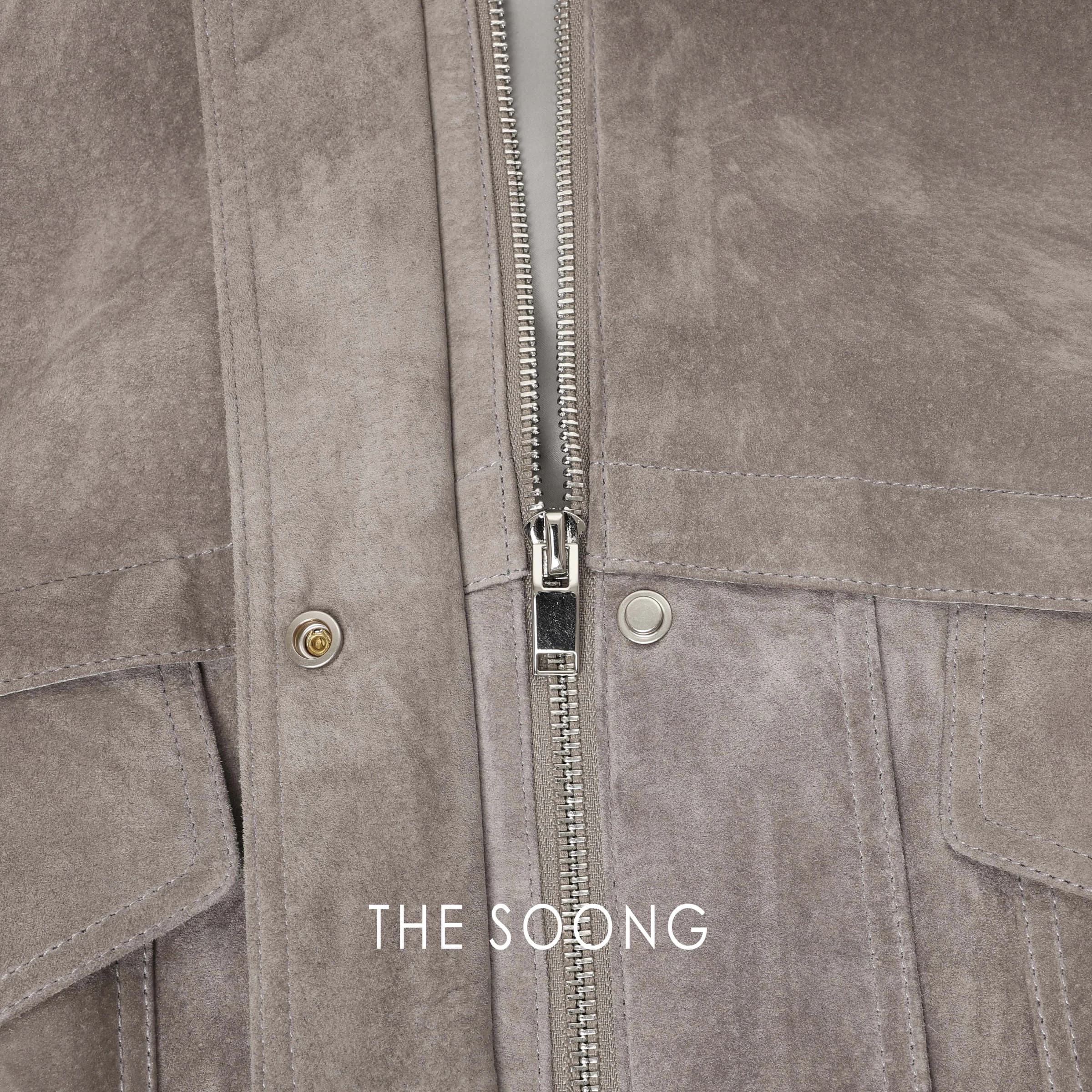 Gray Classic Vintage South African Imported Shearling Leather Jacket view 3