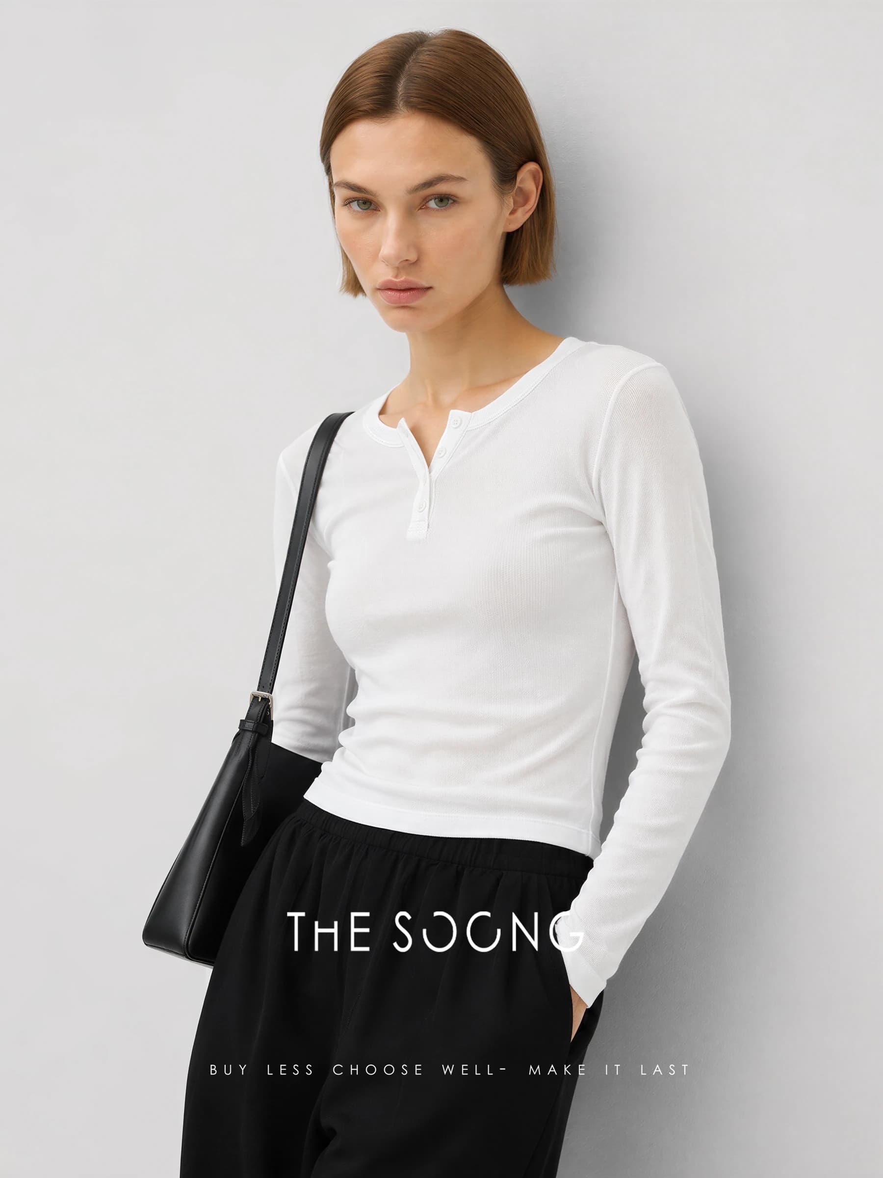 Minimal Henley Long-Sleeve Top view 3