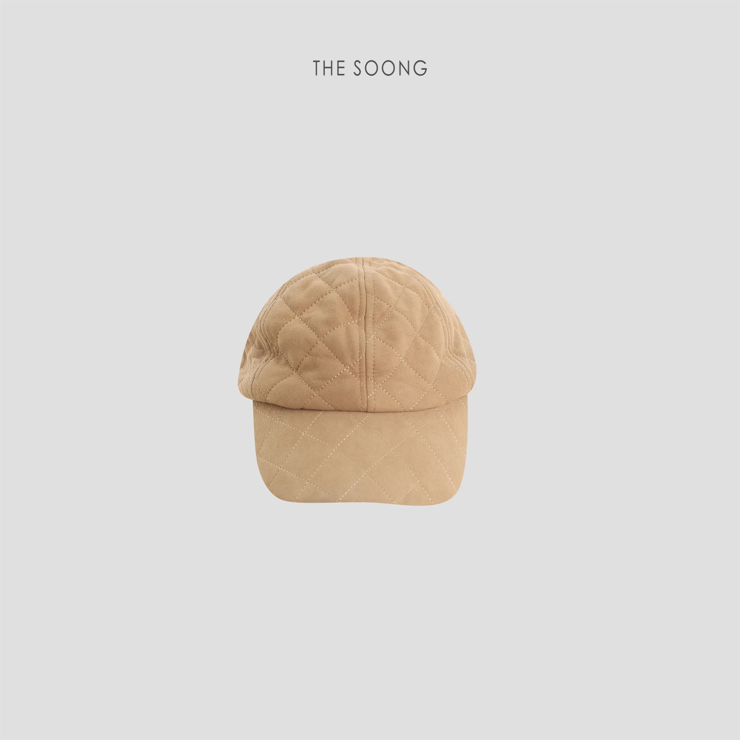 Sheepskin Diamond-Quilted Cap Classic Vintage 100% Sheepskin Suede Warm Peaked Cap view 2