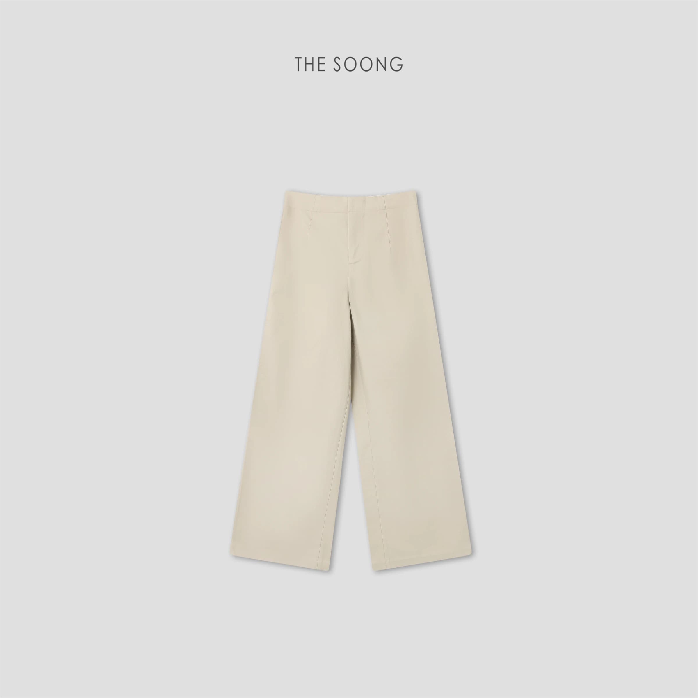 Italian-Style Trousers, 100% Cotton High-Waisted Relaxed Wide-Leg Draped Straight-Leg Pants view 1