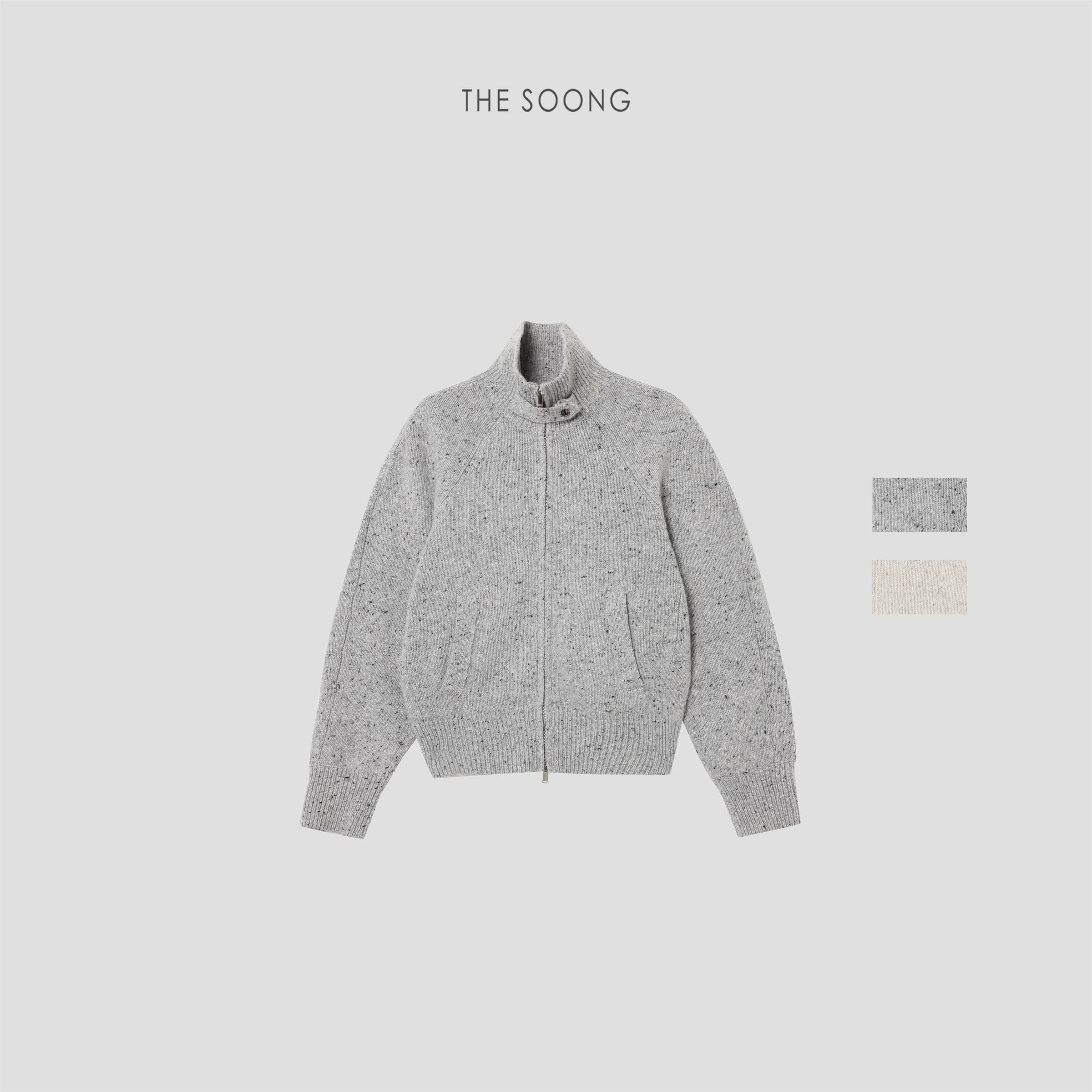 Women's Heavy-Gauge Custom-Dyed Sheep-Wool Stand-Collar Cardigan