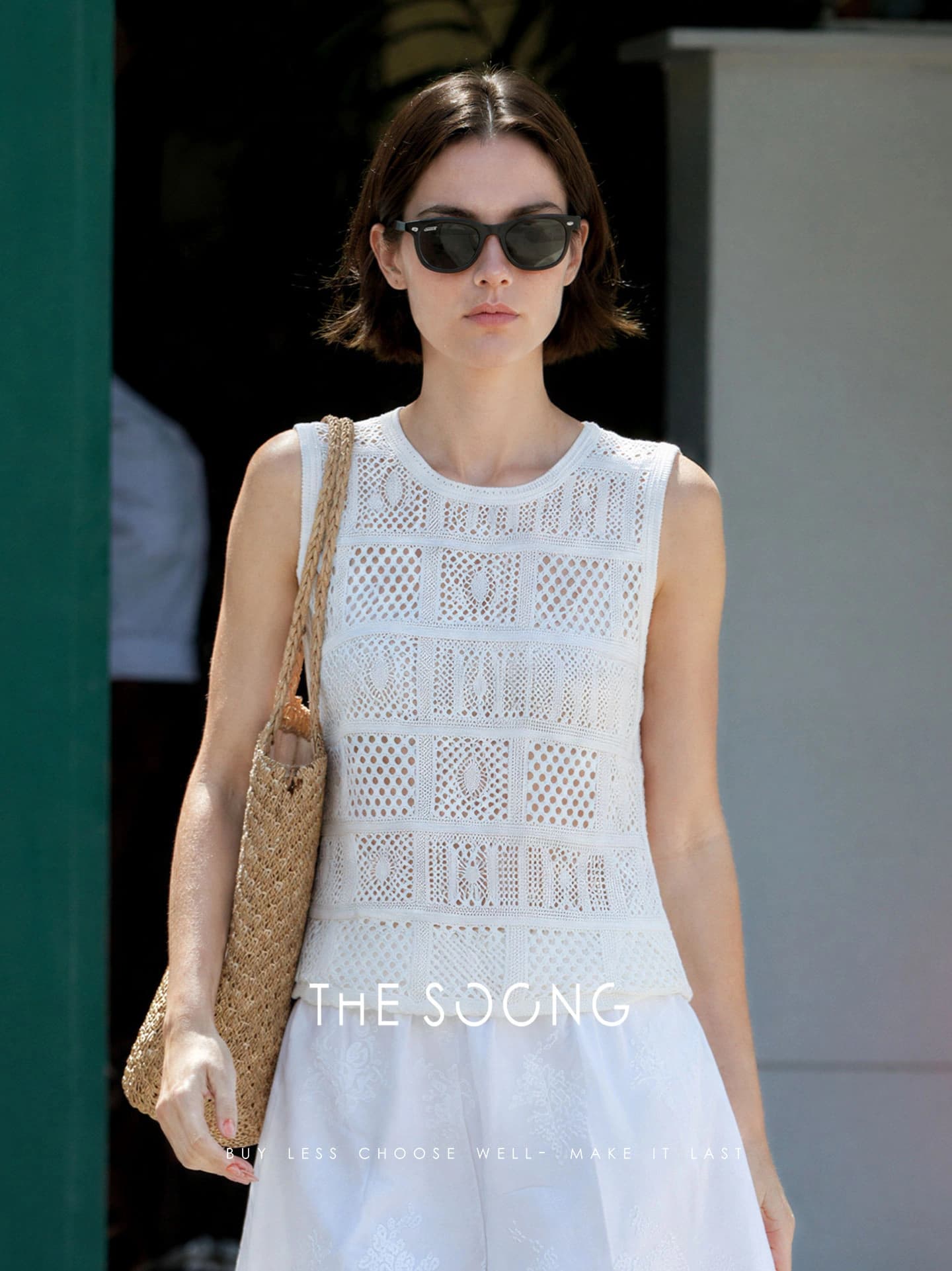 Cool-Touch Openwork Fine-Knit Sleeveless Top view 6