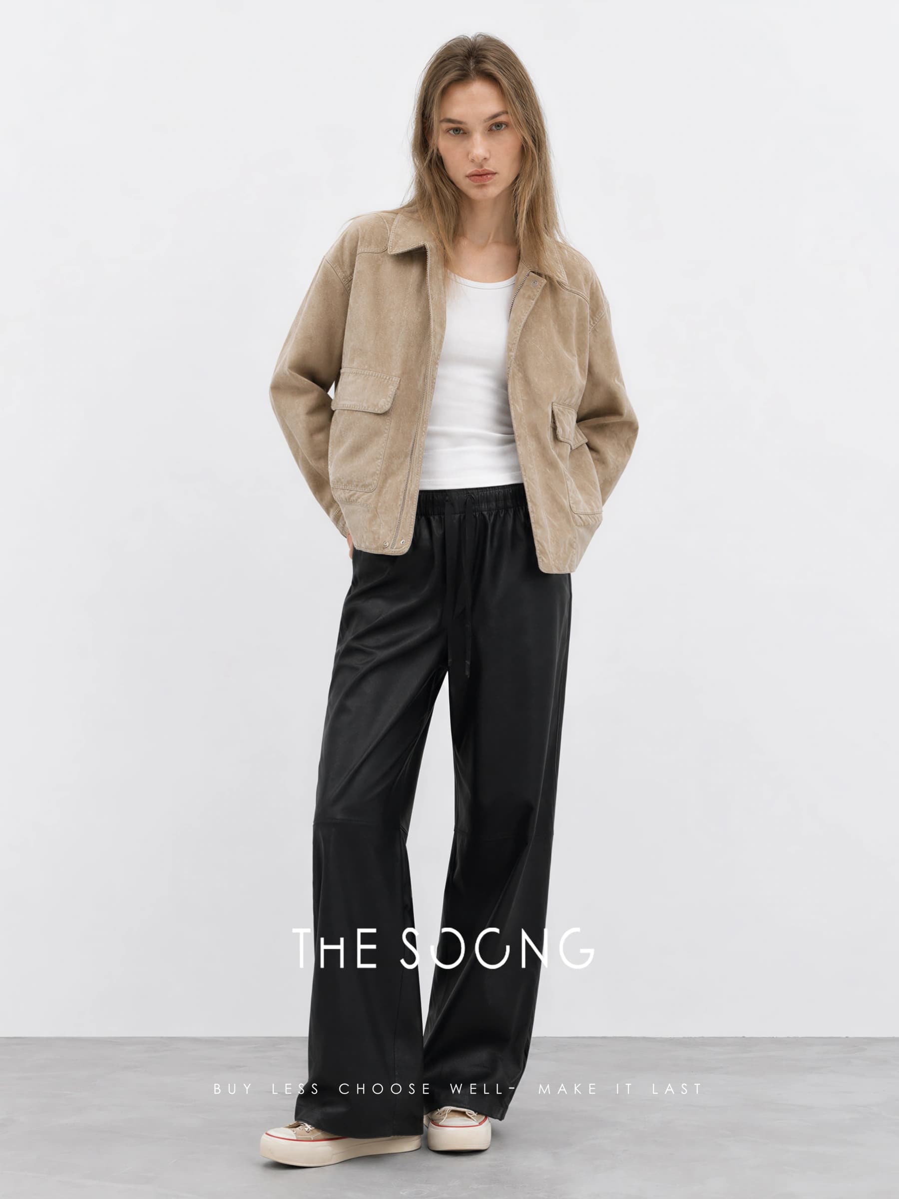 Jianghe Imported Sudan Lambskin Cropped Leather Jacket view 6