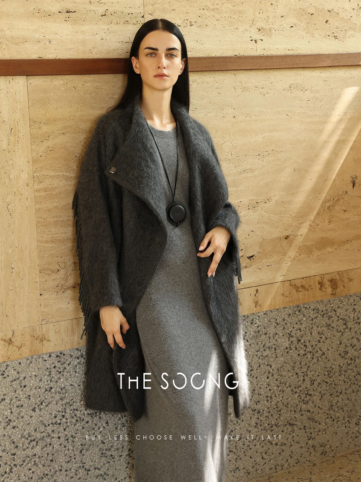 Cashmere-Wool Blend Long Fringe Coat view 4