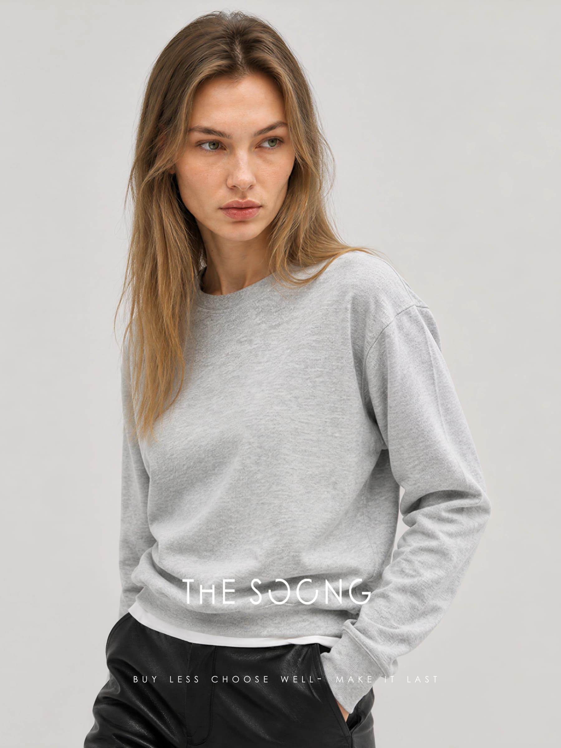 Pop 100% Cotton Ribbed Crewneck Relaxed-Fit Sweatshirt view 3