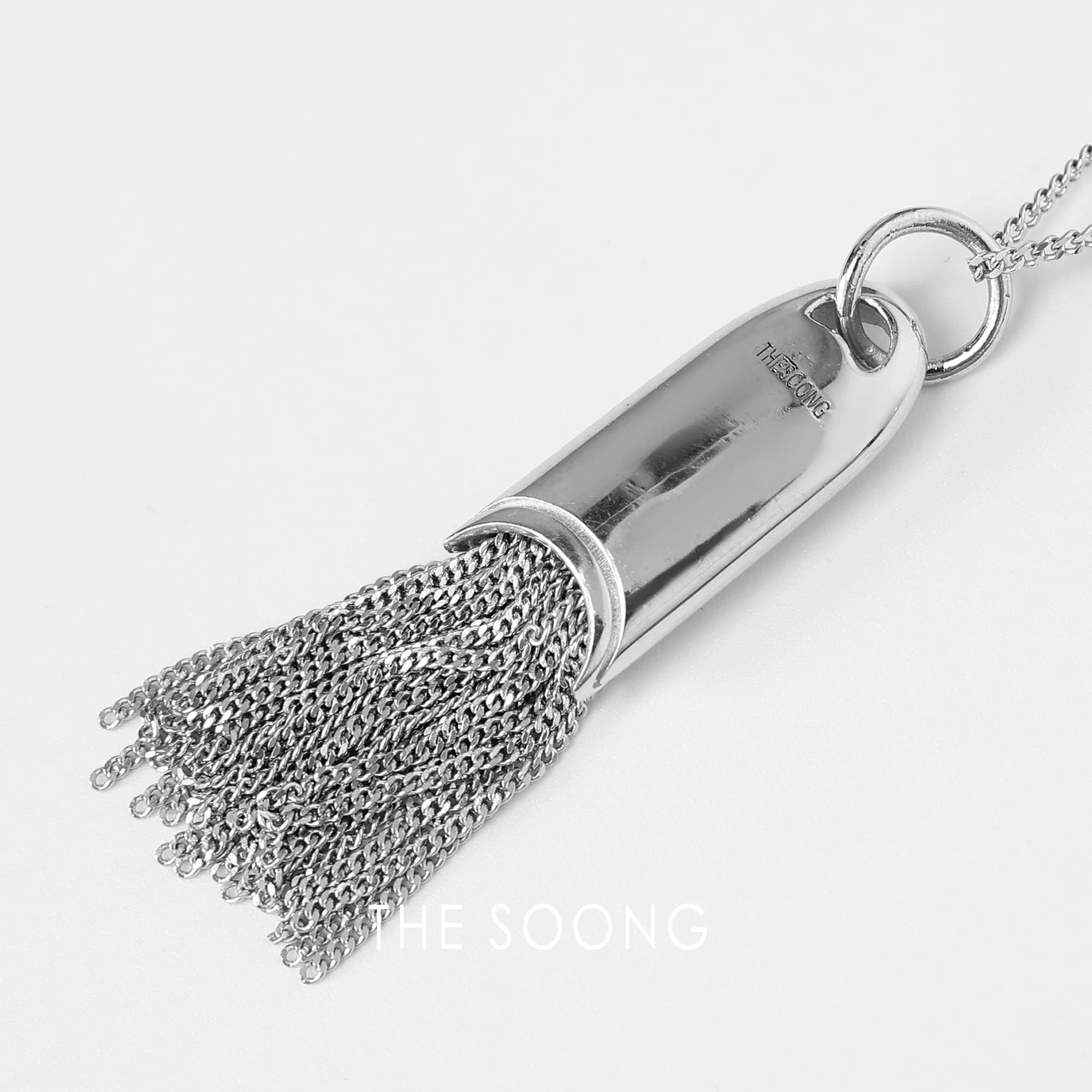 925 Silver Matte Tassel Necklace view 3