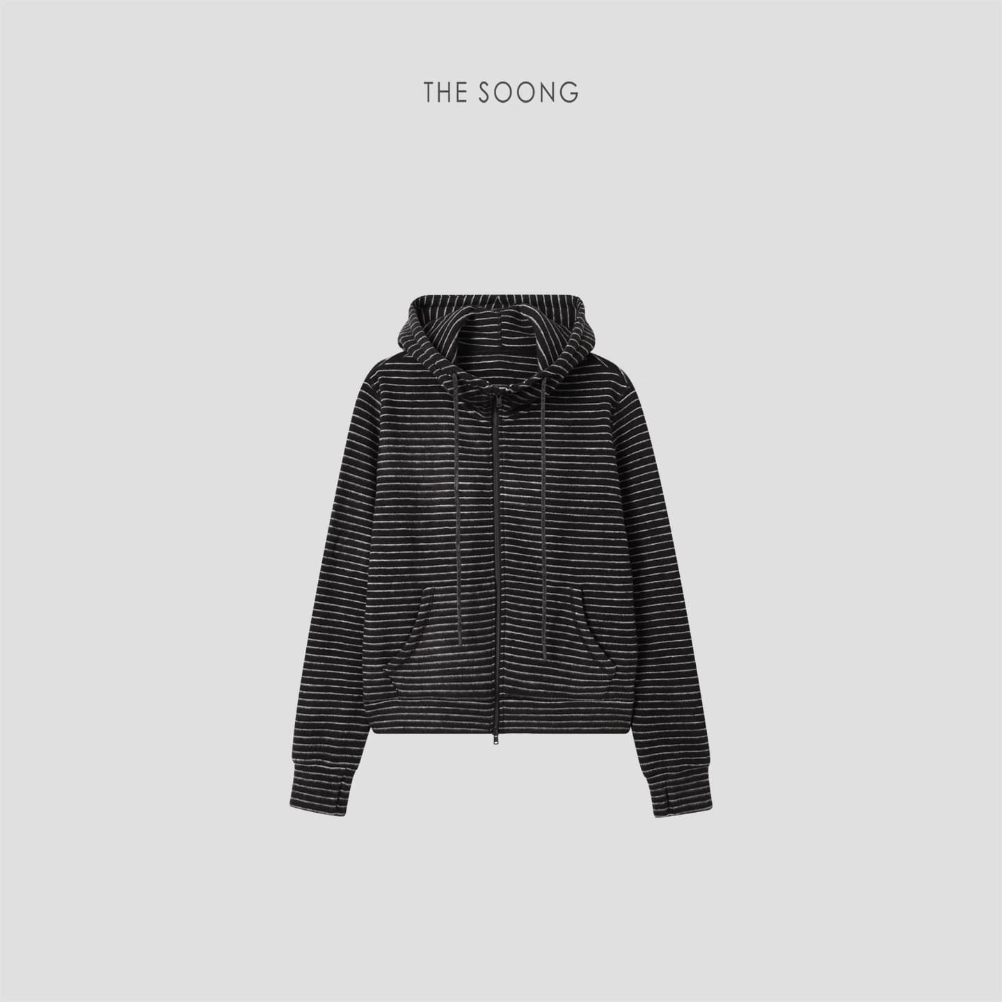 Ultra-Fine Wool and Silk Thermal Striped Hooded Jacket view 4