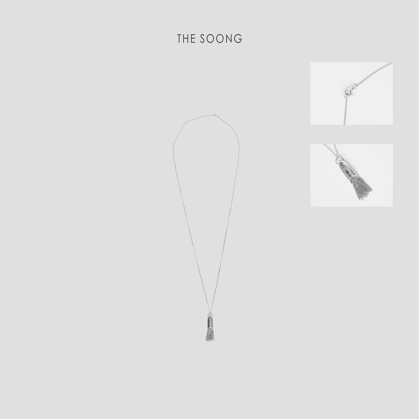 925 Silver Matte Tassel Necklace view 2
