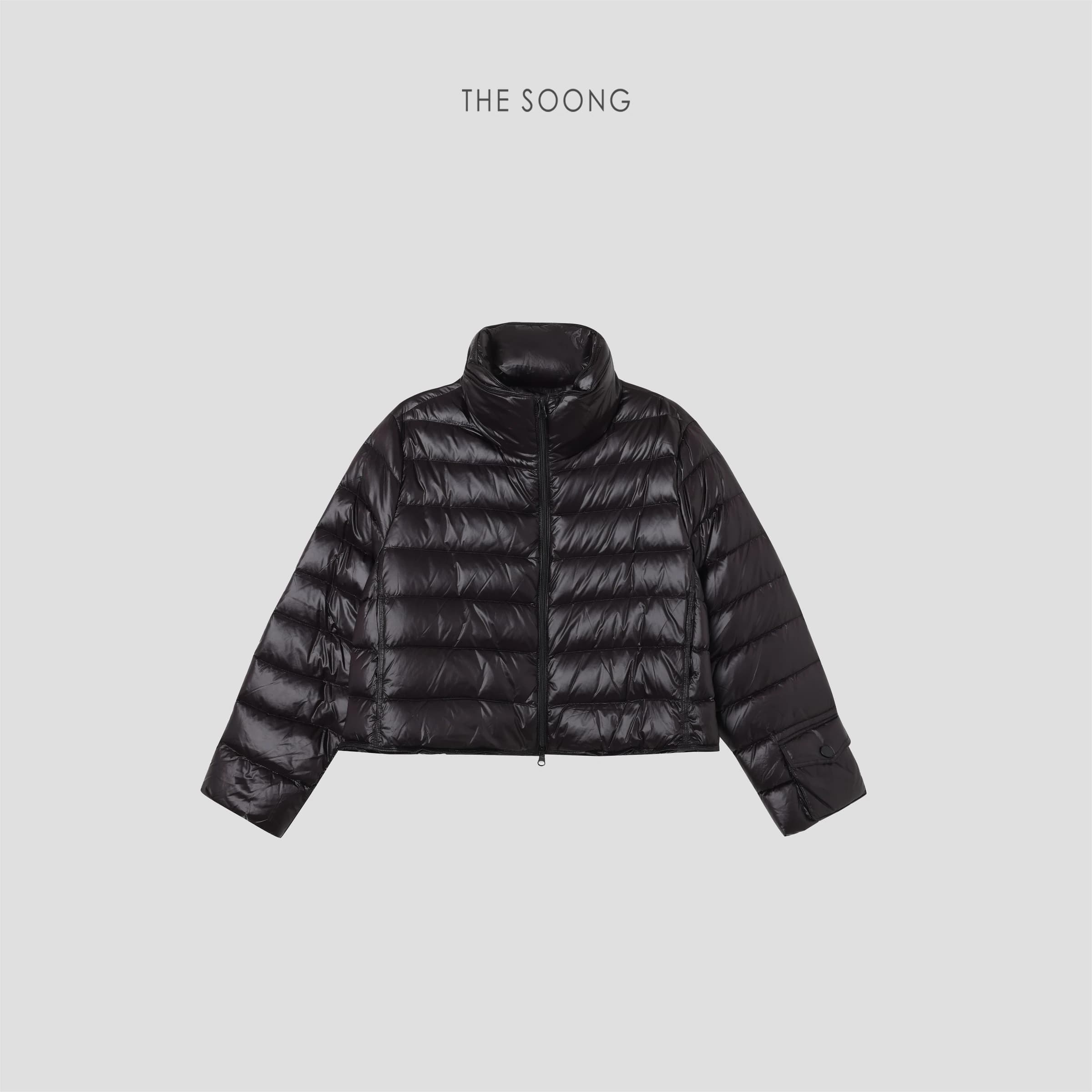 Pocket Goose Fall/Winter 95% White Goose Down Matte Grid-Textured Boxy Down Jacket for Women view 3