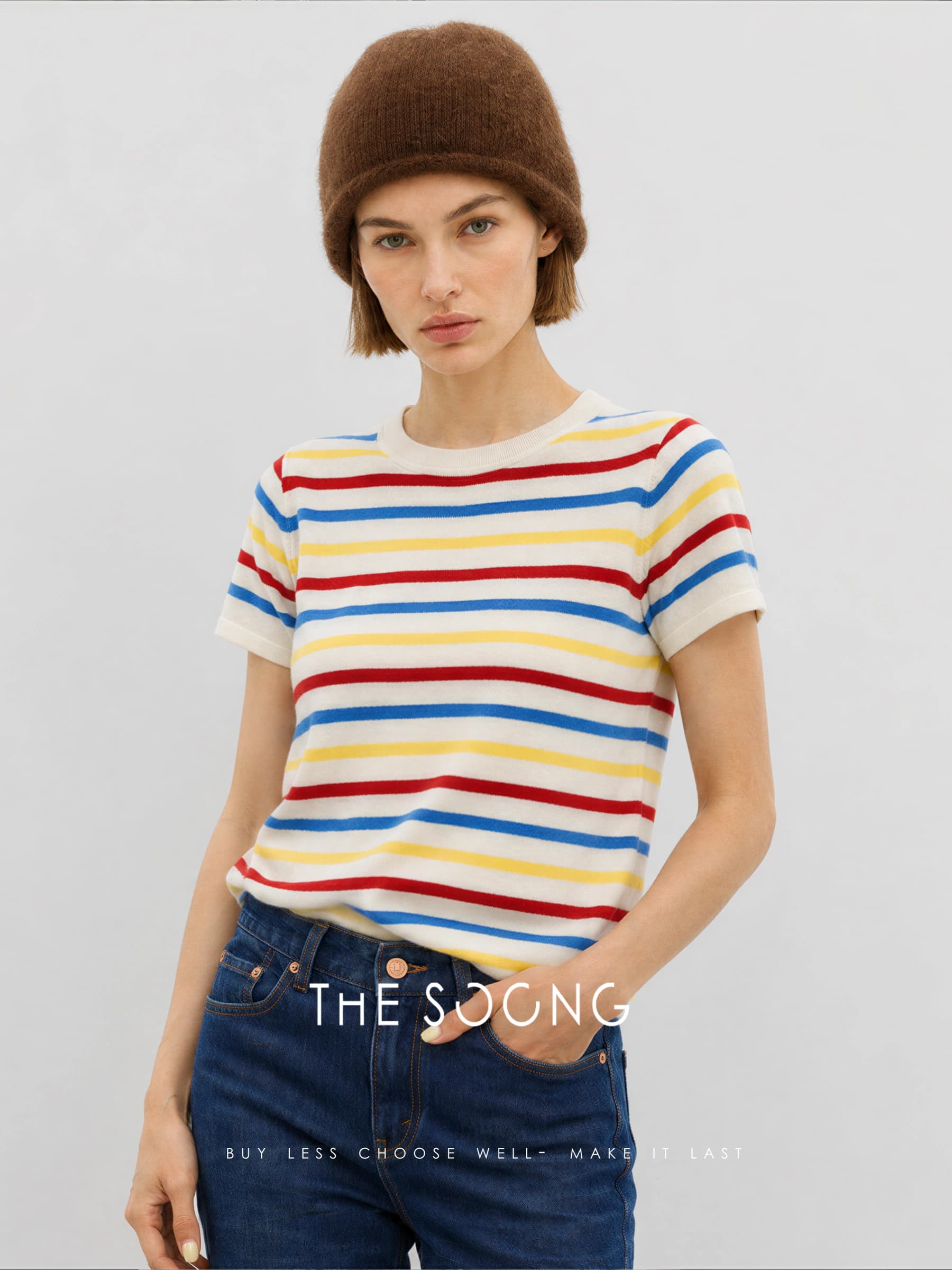 Australian Wool Rainbow Stripe Knitted Sweater view 3