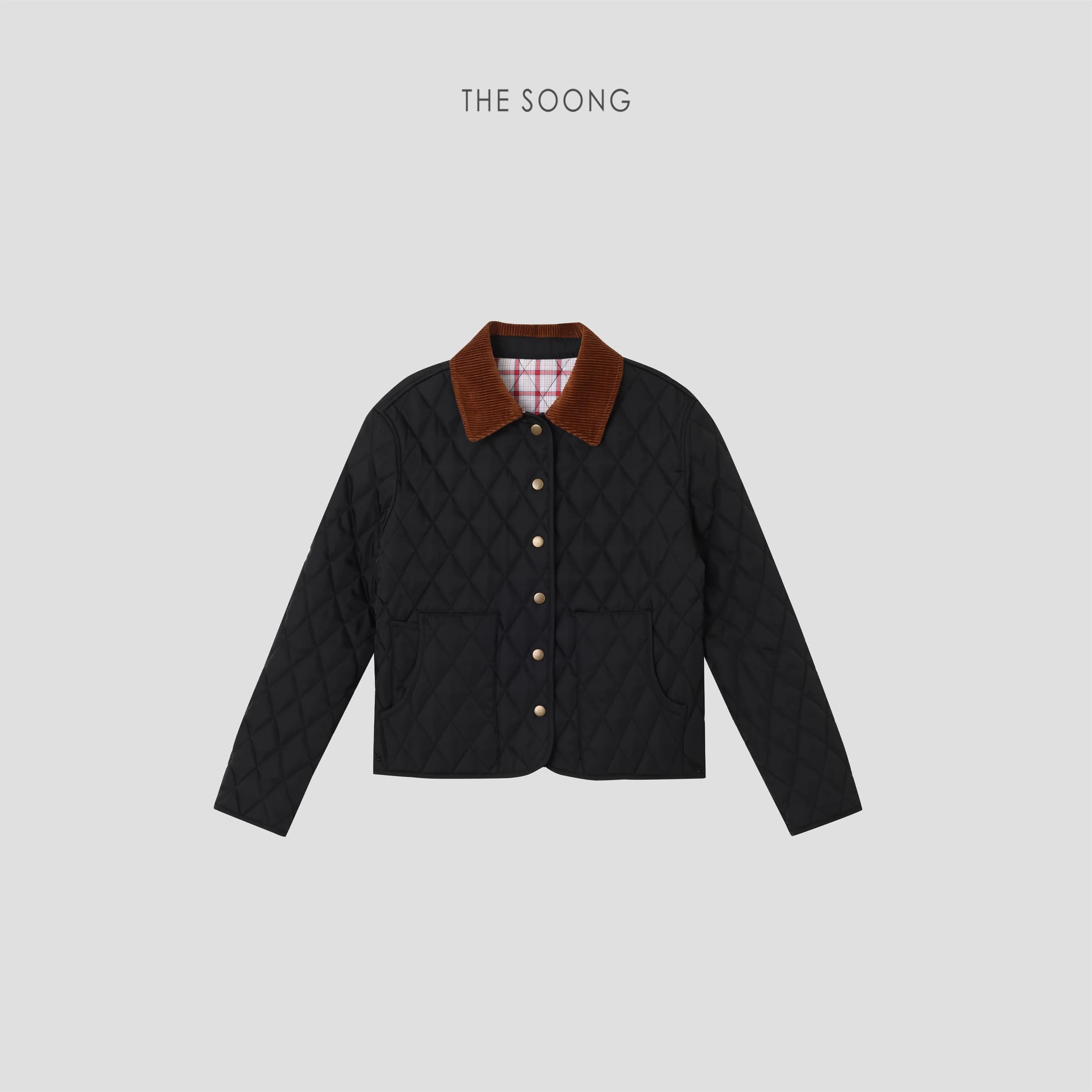 THESOONG “Vintage Diamond Quilt” Contrast-Collar Padded Parka - 9349 view 5