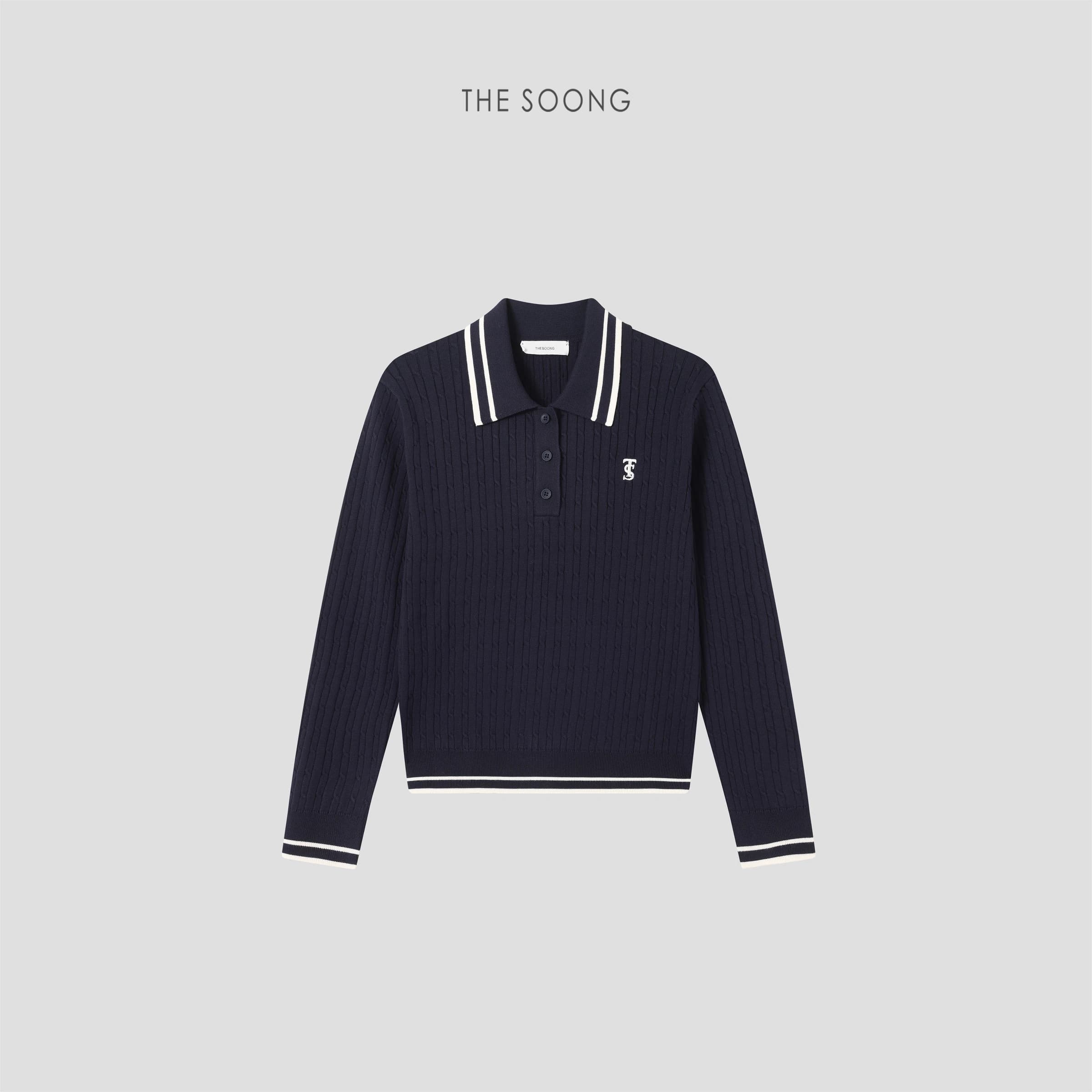 Wimbledon Sweater: Classic Miu-Style Polo Knit Sweater view 4