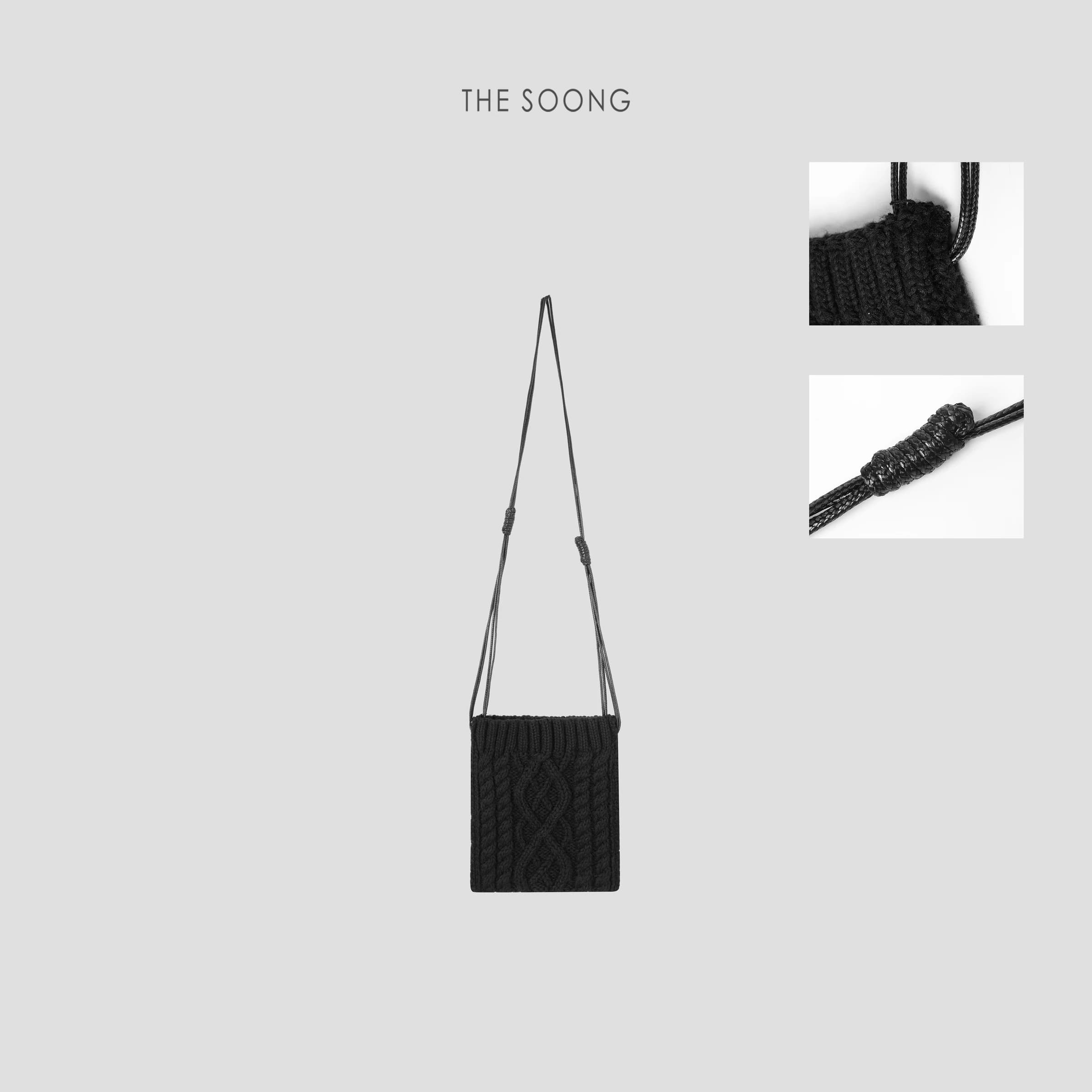 Handmade Cotton-Wool Blend Textured Knit Shoulder Bag view 5