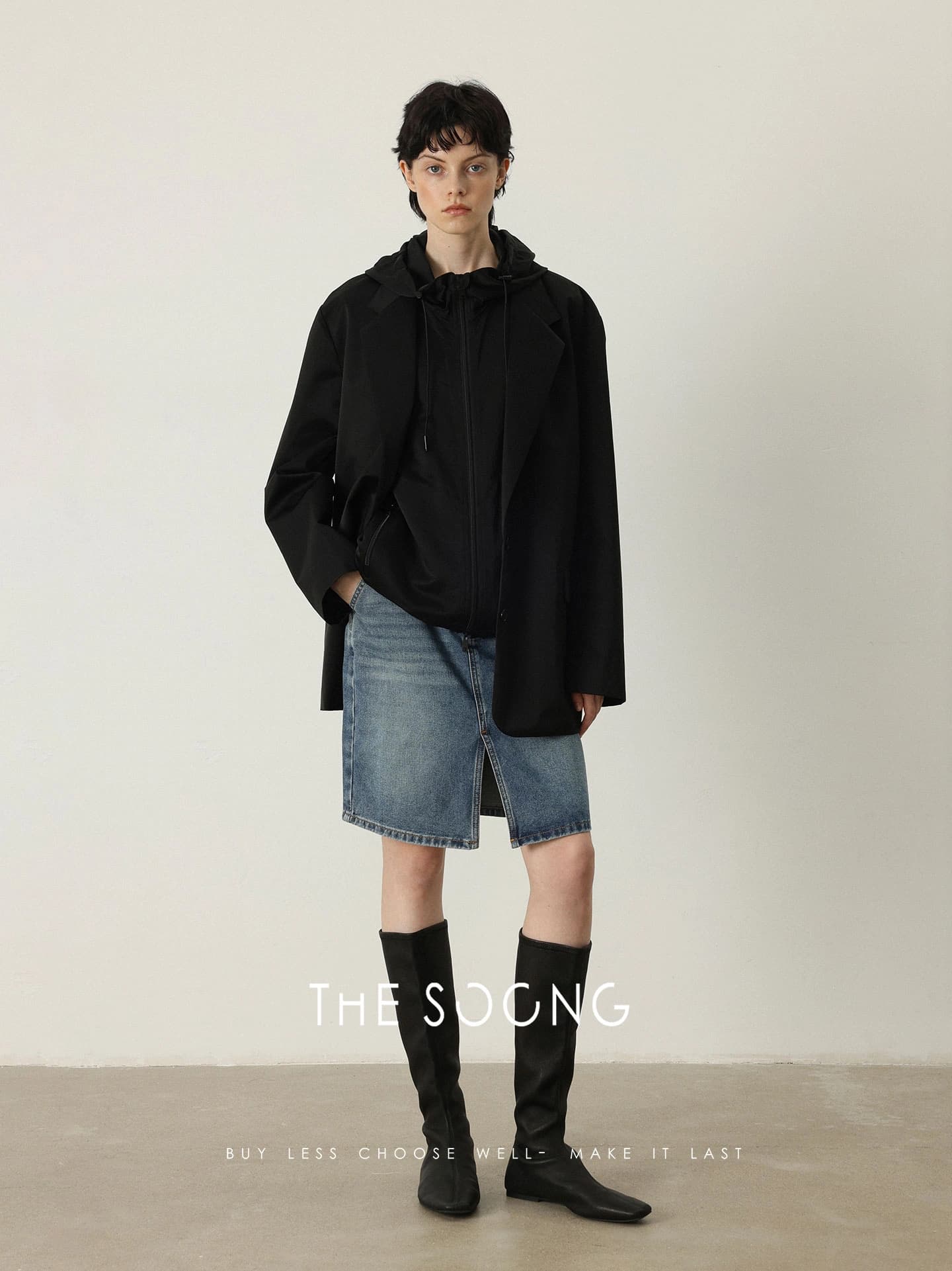 11.3oz Lightweight Washed Whisker Denim Skirt view 4
