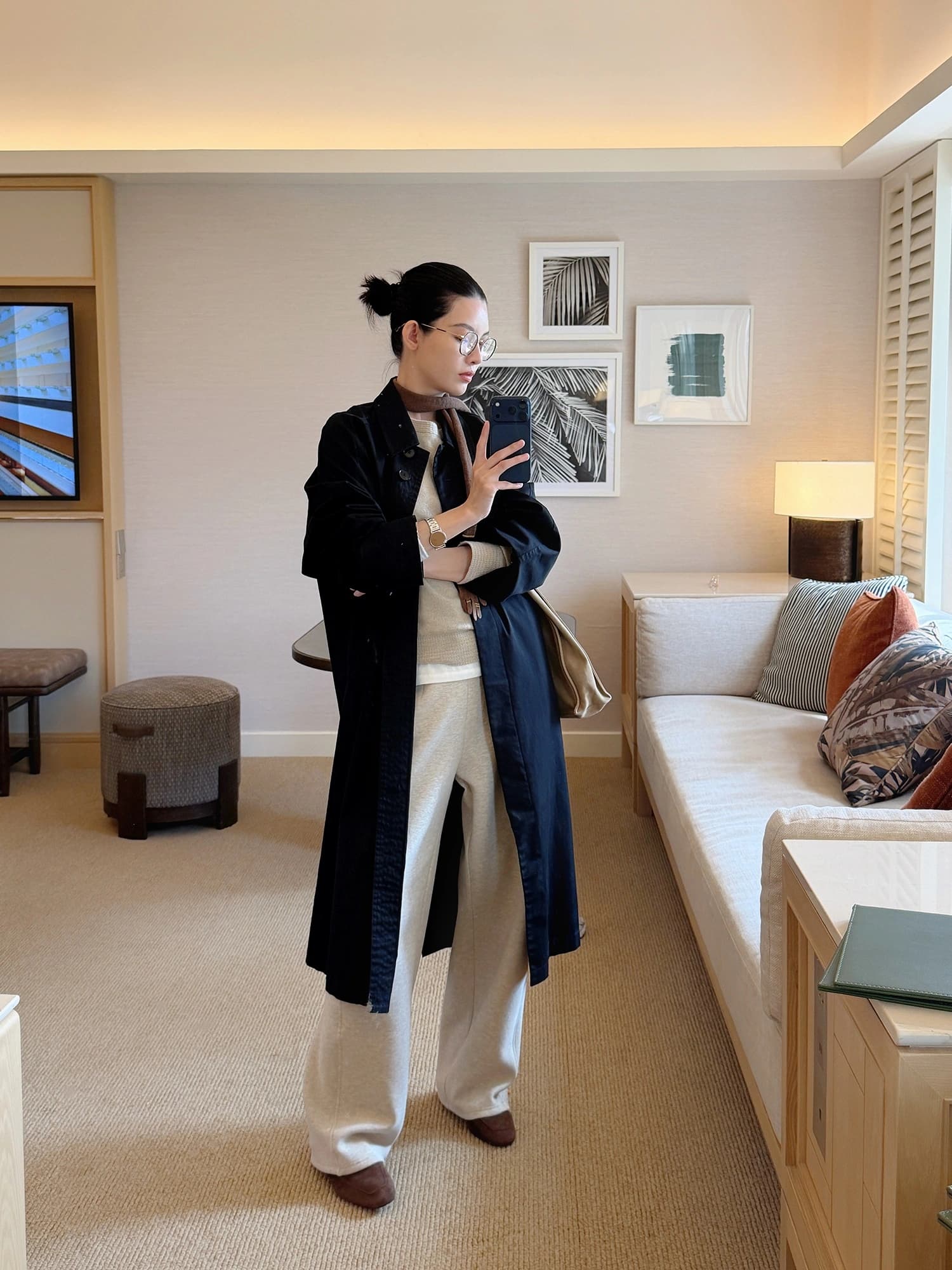 Airport Trench Soft-Washed Black Twill Coat view 7