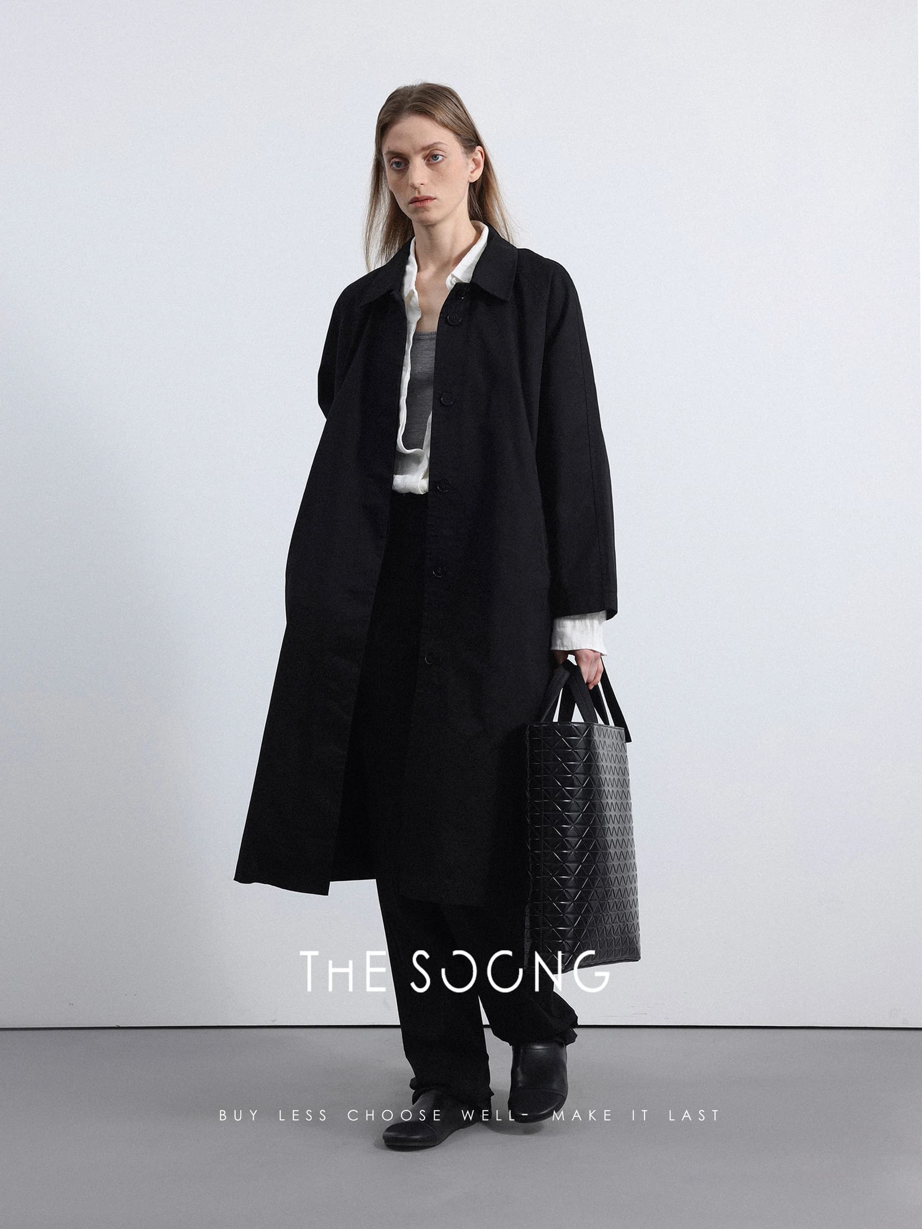Airport Trench Soft-Washed Black Twill Coat view 5
