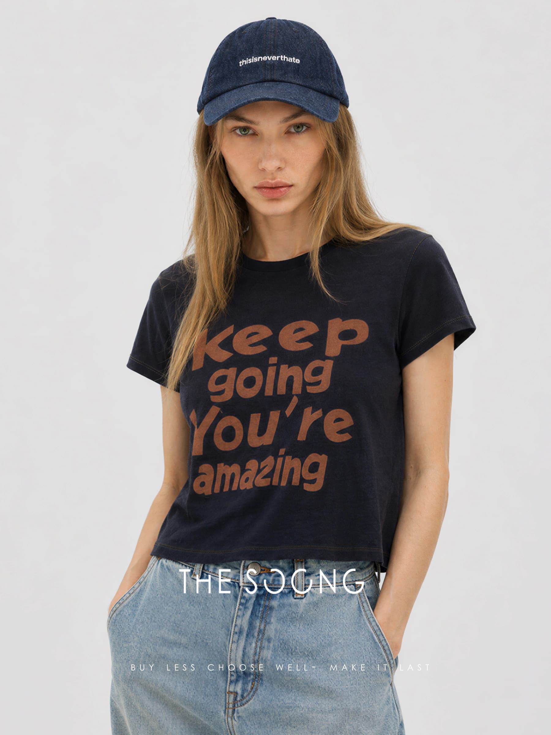 Relaxed Cotton-Linen Contrast-Stitch Cropped T-Shirt view 5