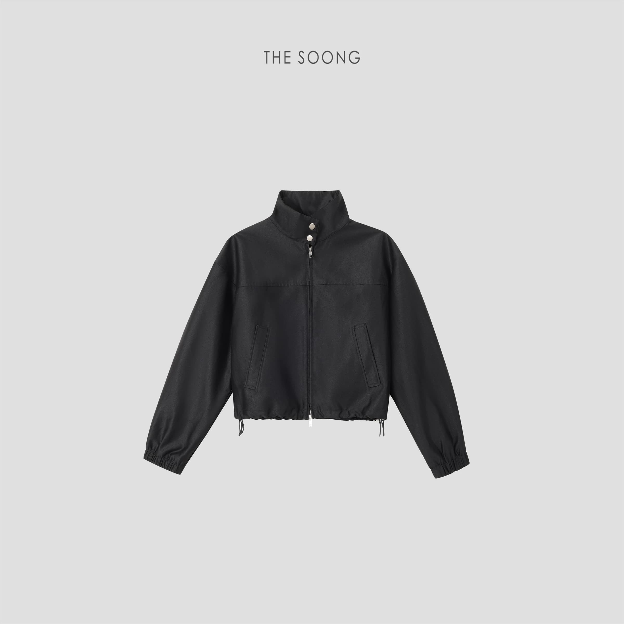 Bass Jacket Cropped Drawstring-Hem Stand-Collar Two-Way Zip Relaxed Jacket view 3