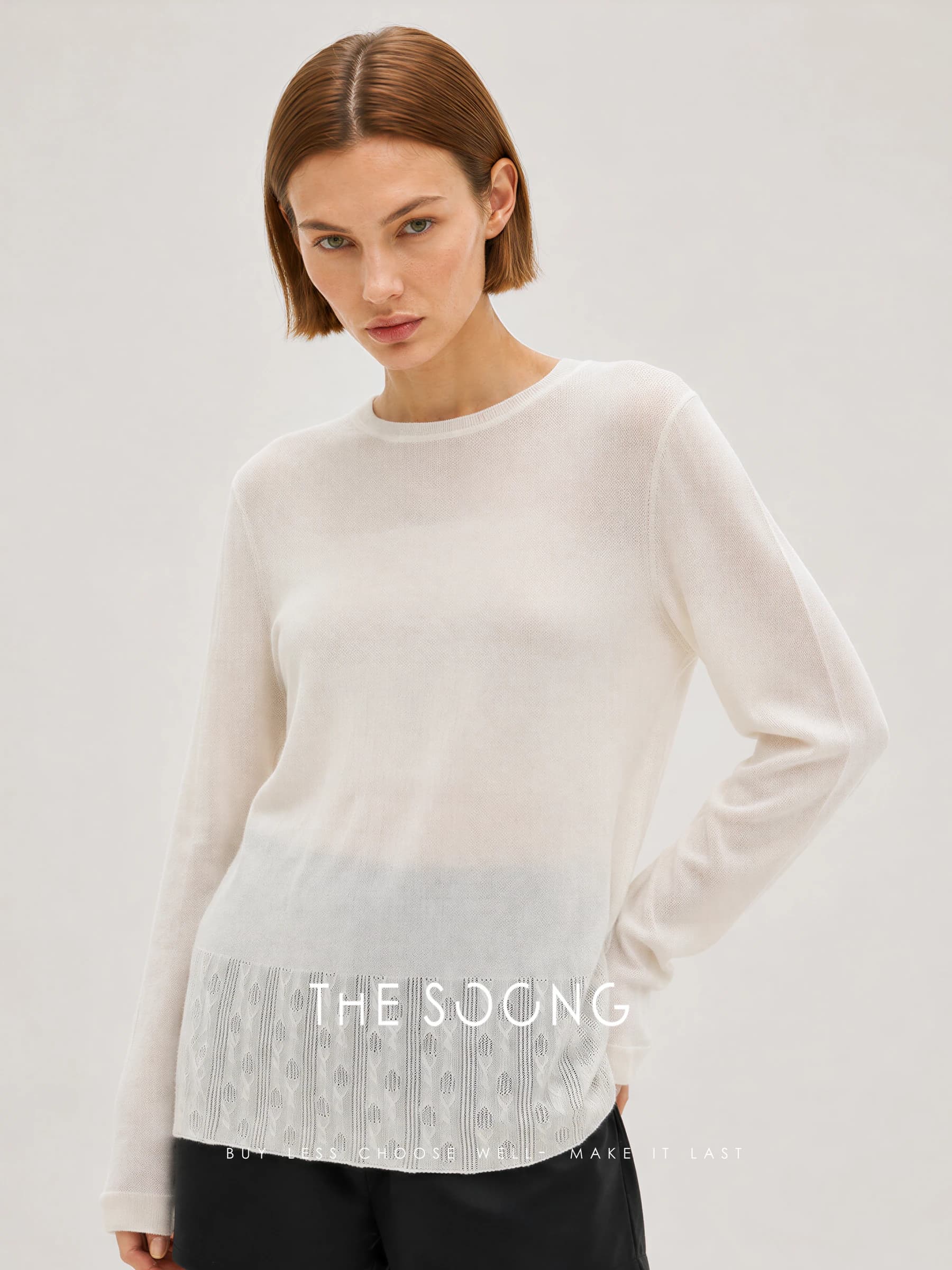 Cloud Cashmere Cashmere-Blend Textured Crewneck Sweater view 3
